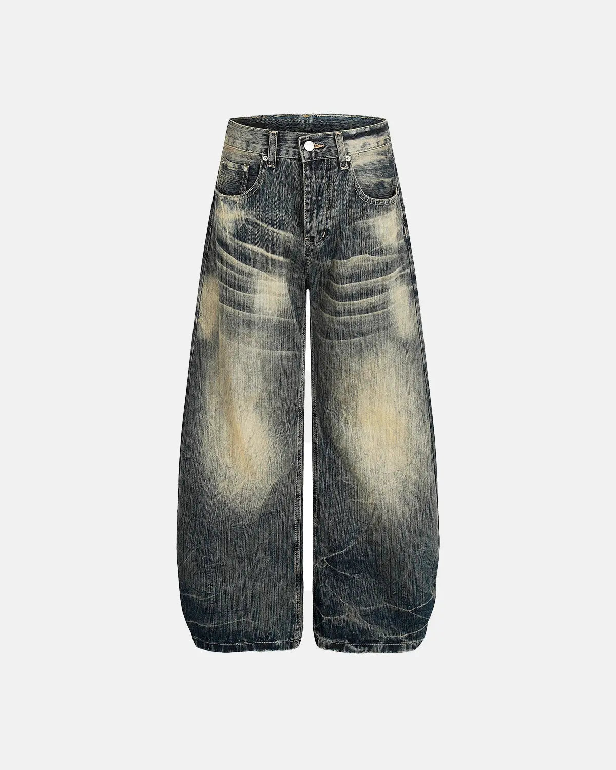 Inflation Bamboo Weave Barrel Baggy Jeans featuring relaxed fit, denim texture, and stylish bamboo-inspired design.