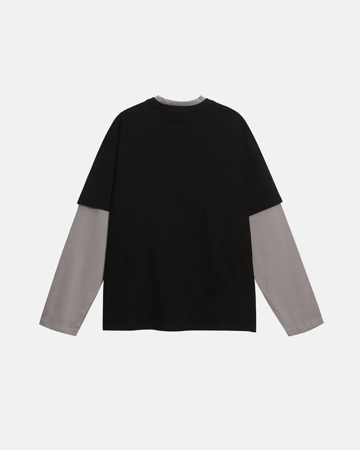 Vintage layered graphic long sleeve T-shirt by INFLATION featuring bold streetwear design and vibrant colors.