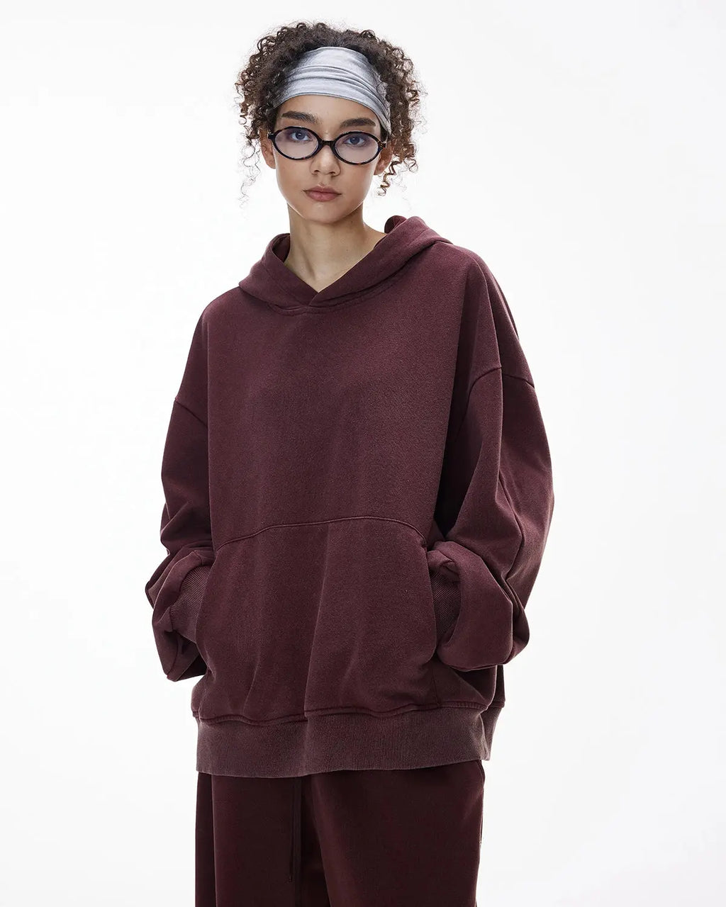 Inflation Streetwear Garment Washed French Terry Hoodie featuring a relaxed fit and soft fabric, shown on a model.