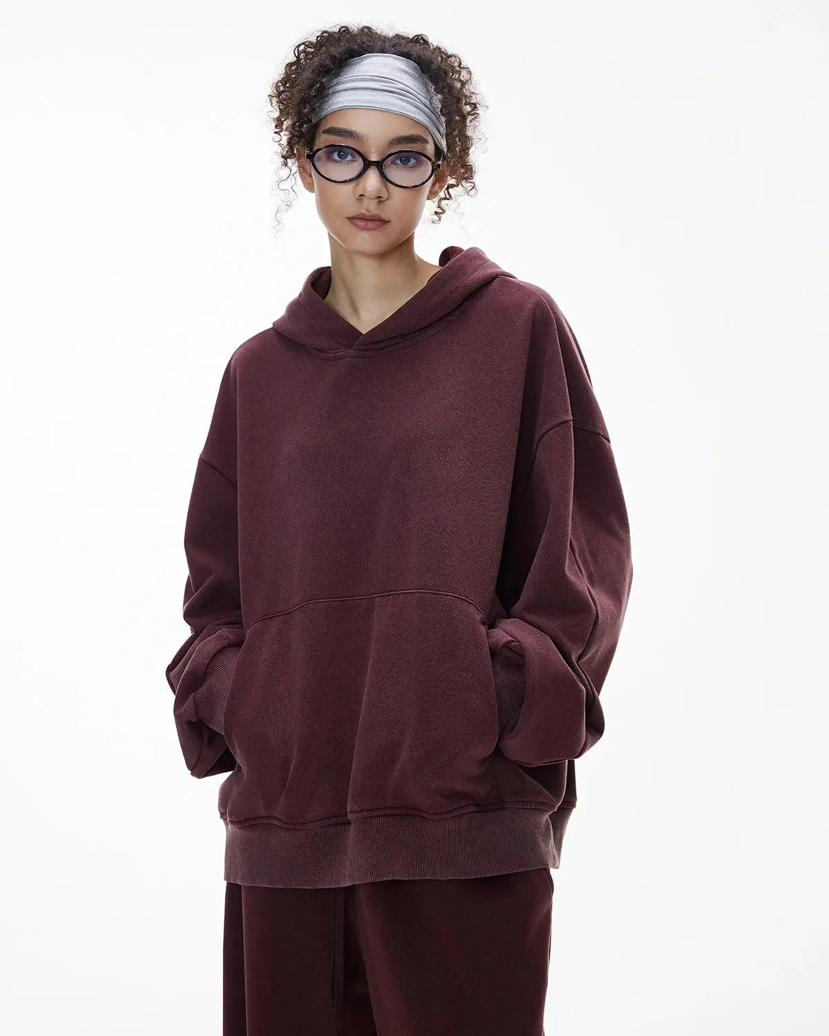 Inflation Streetwear Garment Washed French Terry Hoodie featuring a relaxed fit and soft fabric, shown on a model.