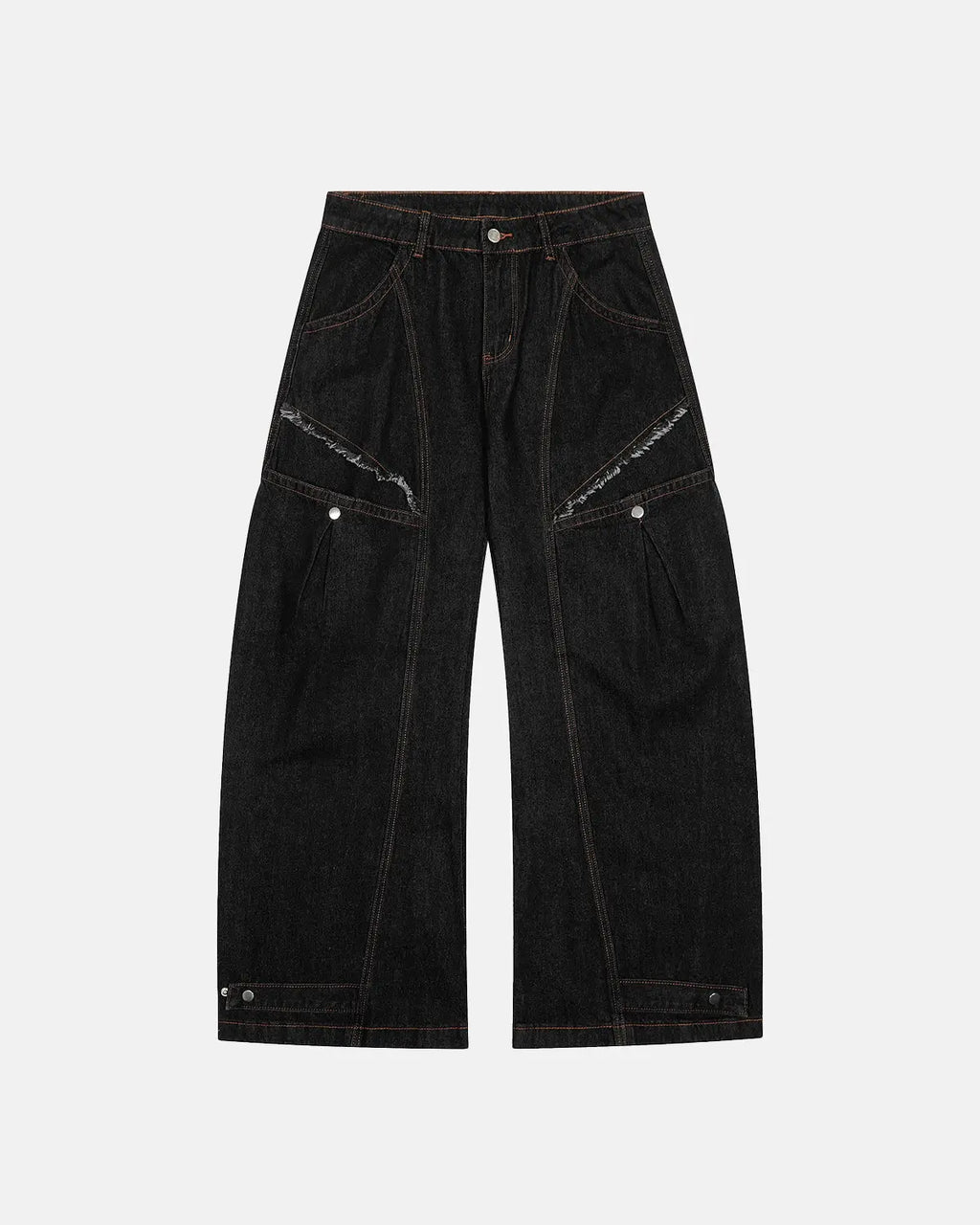 Black Super Barrel jeans by Flation Streetwear, stylish men's pants with a relaxed fit and modern streetwear design.