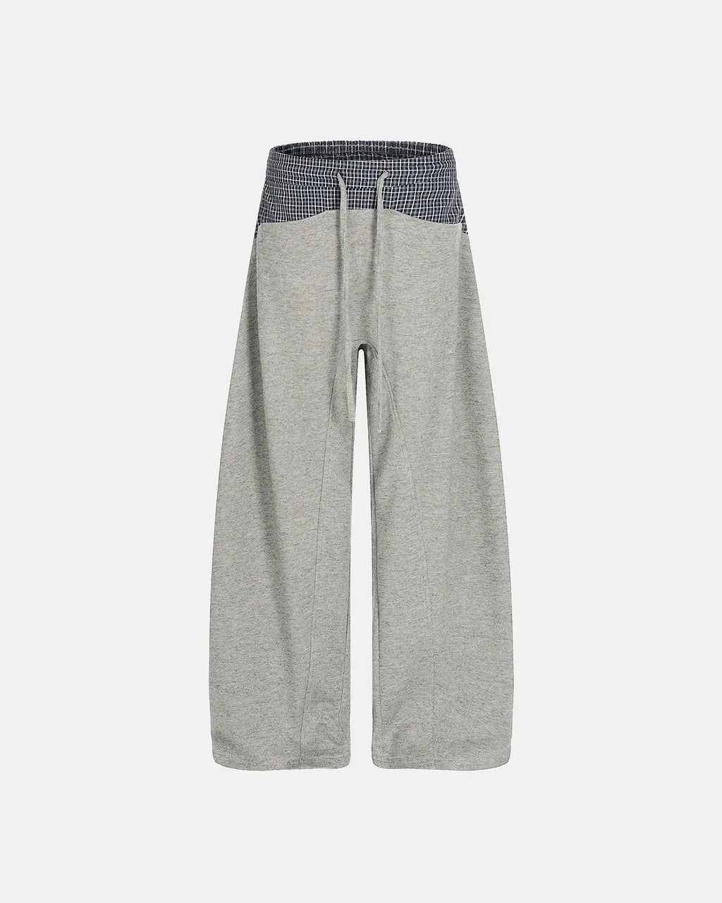 Inflation Streetwear plaid layered baggy sweatpants with a relaxed fit and layered design in a classic plaid pattern.