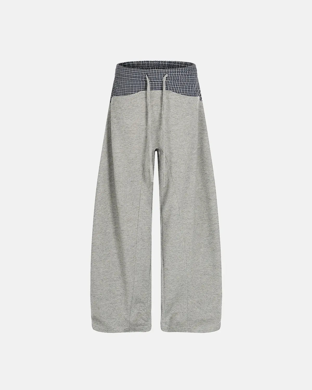 Inflation Streetwear plaid layered baggy sweatpants with a relaxed fit and layered design in a classic plaid pattern.