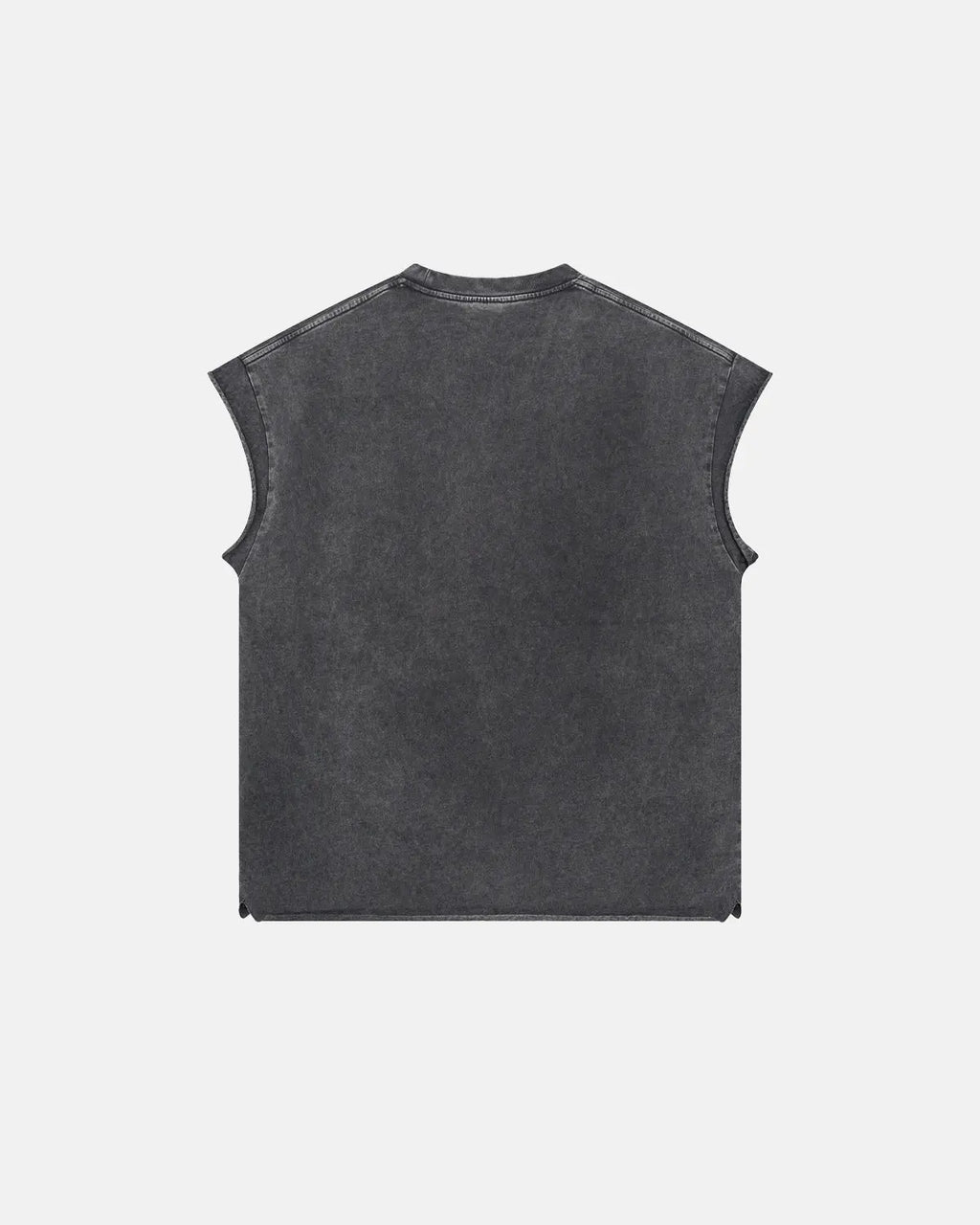 Distressed wash tank top by INFLATION Streetwear, featuring a faded, worn-in look with frayed edges and casual style.