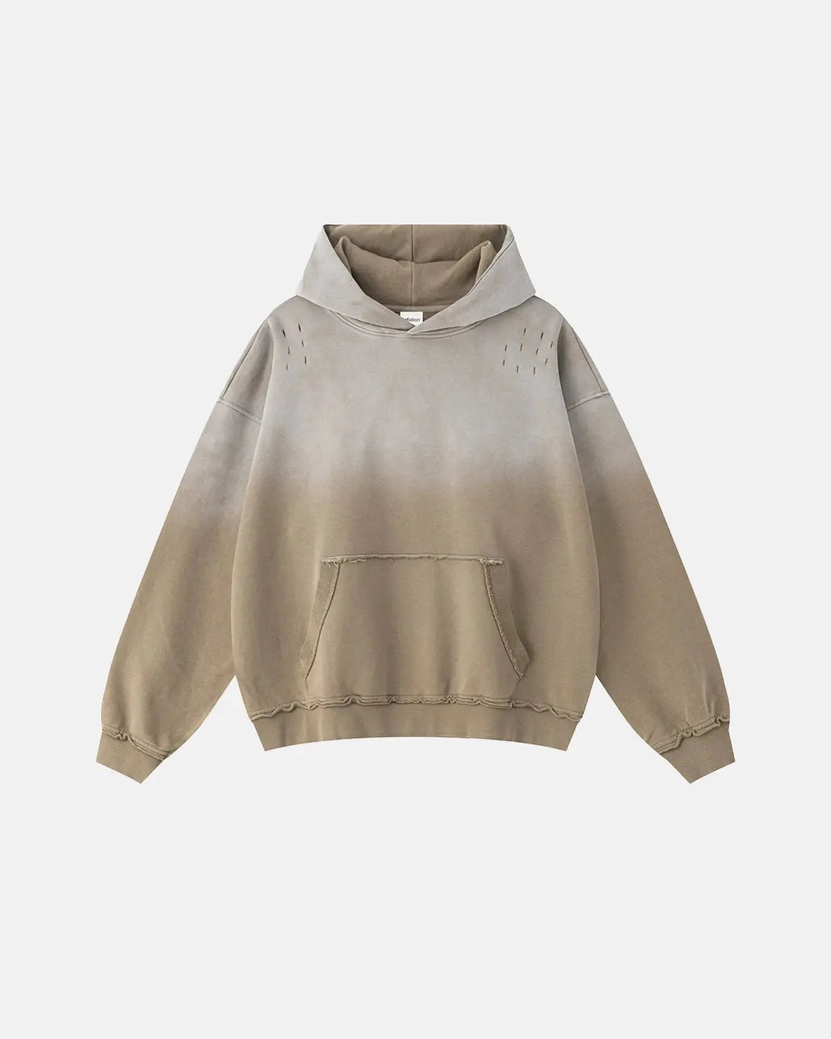 Inflation Streetwear Monkey Wash Ripped Hoodie featuring distressed fabric, casual fit, and streetwear style in a trendy design.