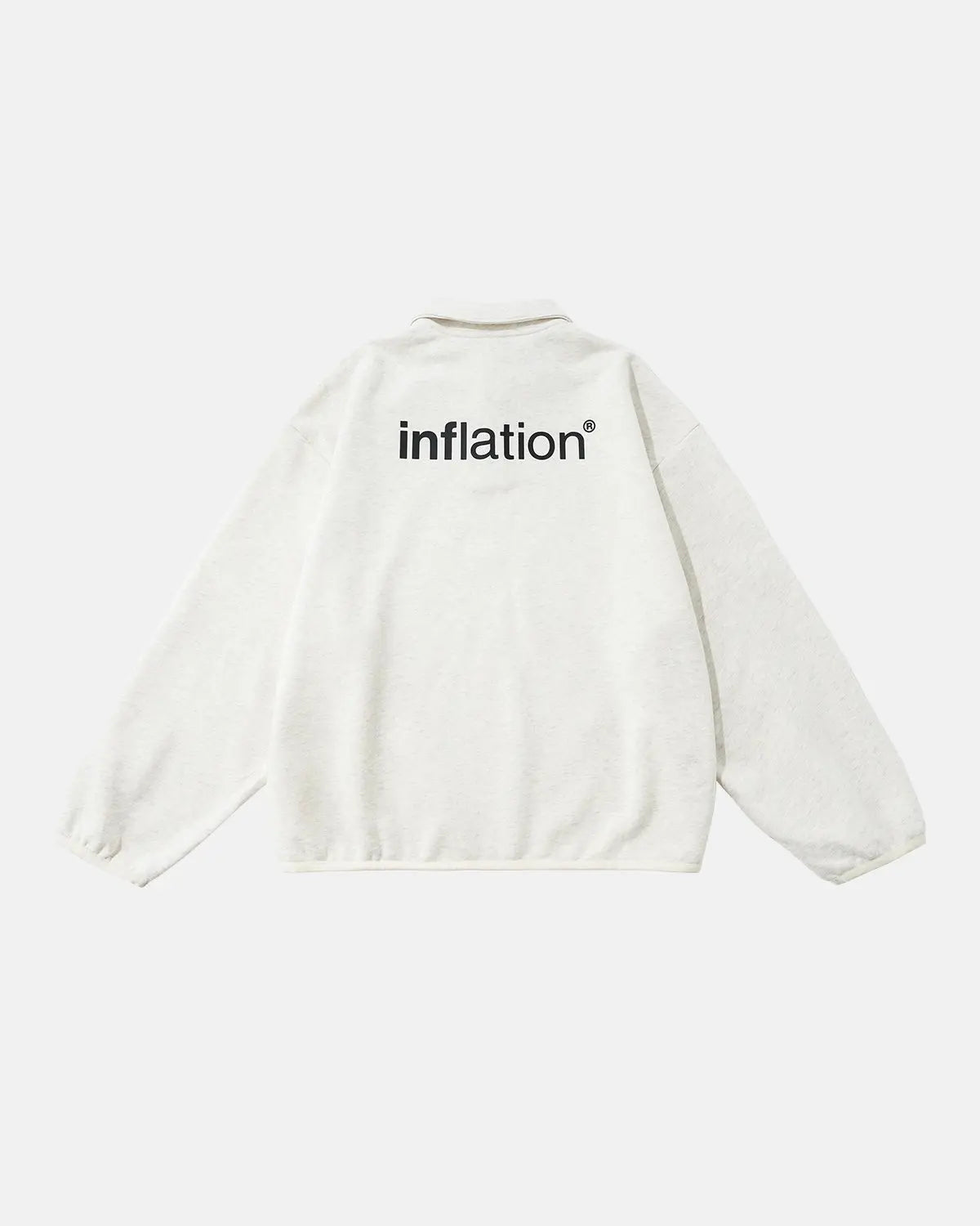 Flation Brand Quarter Polo Sweatshirt in neutral color, featuring a classic collar and relaxed streetwear style.