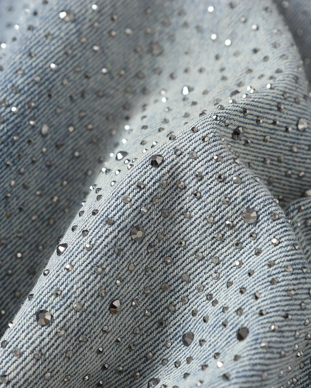 Inflation streetwear rhinestone baggy barrel jeans with rhinestone embellishments and loose fit, styled with casual urban fashion.