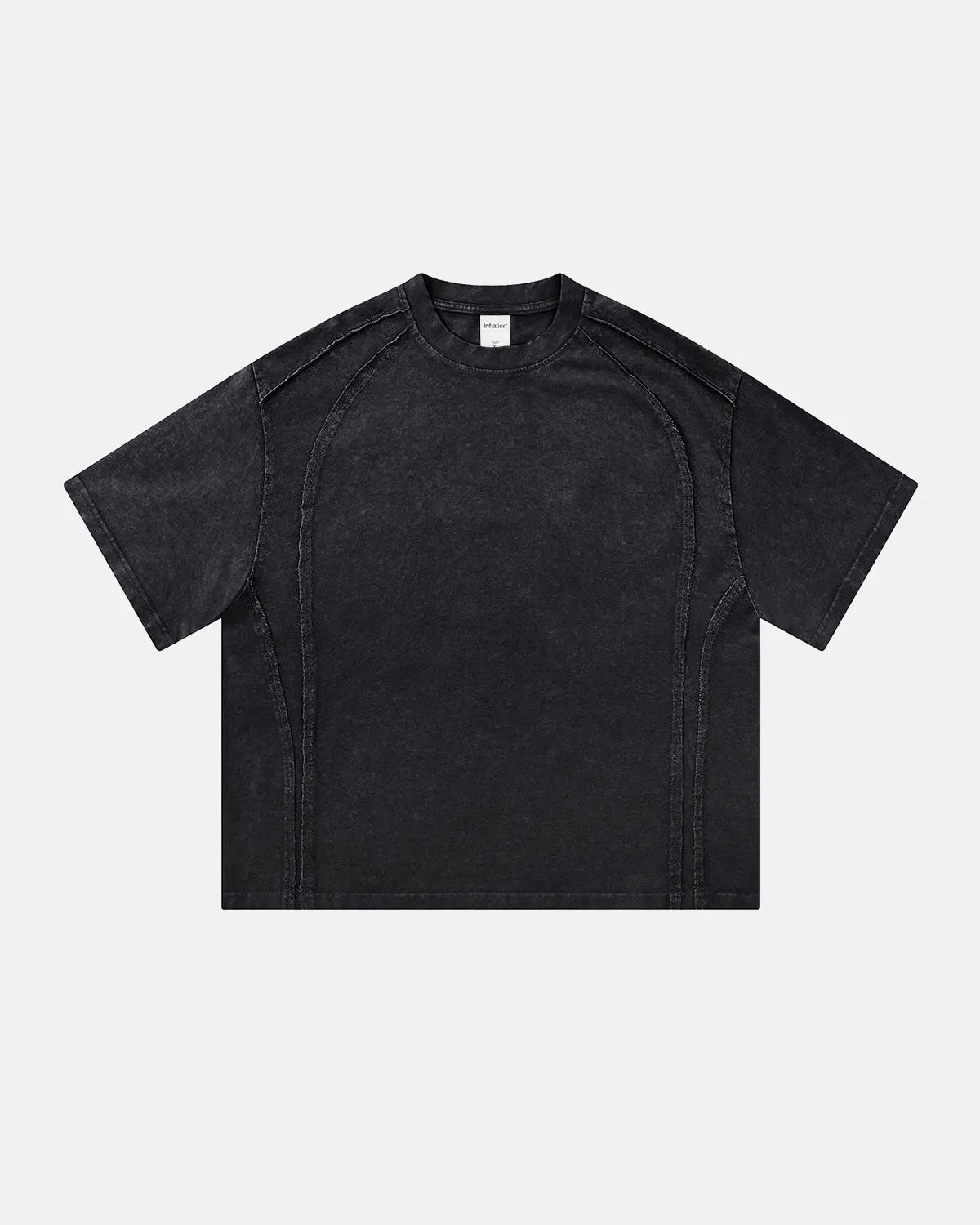 Acid wash boxy fit T-shirt by Inflation Streetwear, featuring a relaxed, vintage-inspired design in a faded, distressed look.
