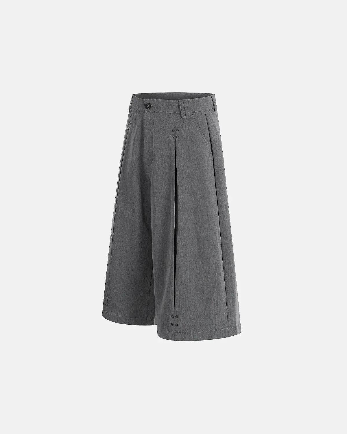 Inflation brand pleated stud detail tailored shorts, stylish pants with structured design and metal stud accents, perfect for streetwear fashion.