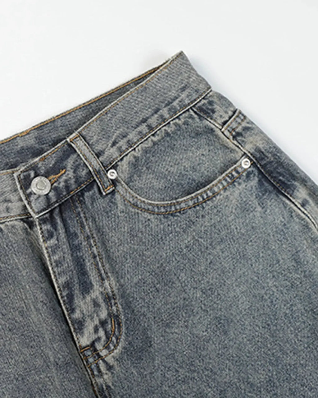 Star patched baggy jeans by Flation Streetwear featuring distressed denim and relaxed fit in a casual street style.