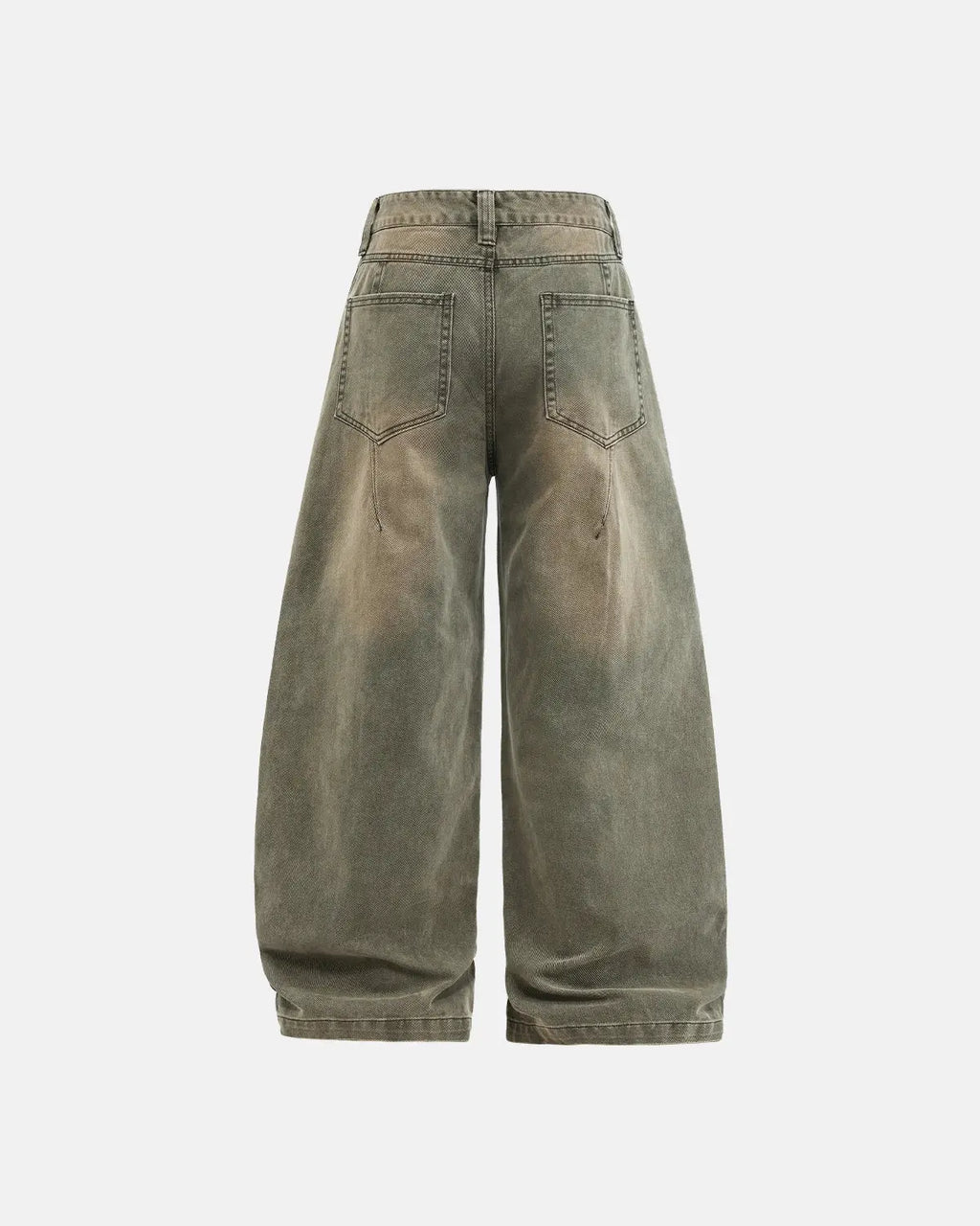 Retro acid wash baggy cargo pants by Flation Streetwear with multiple pockets and relaxed fit, shown on a model.