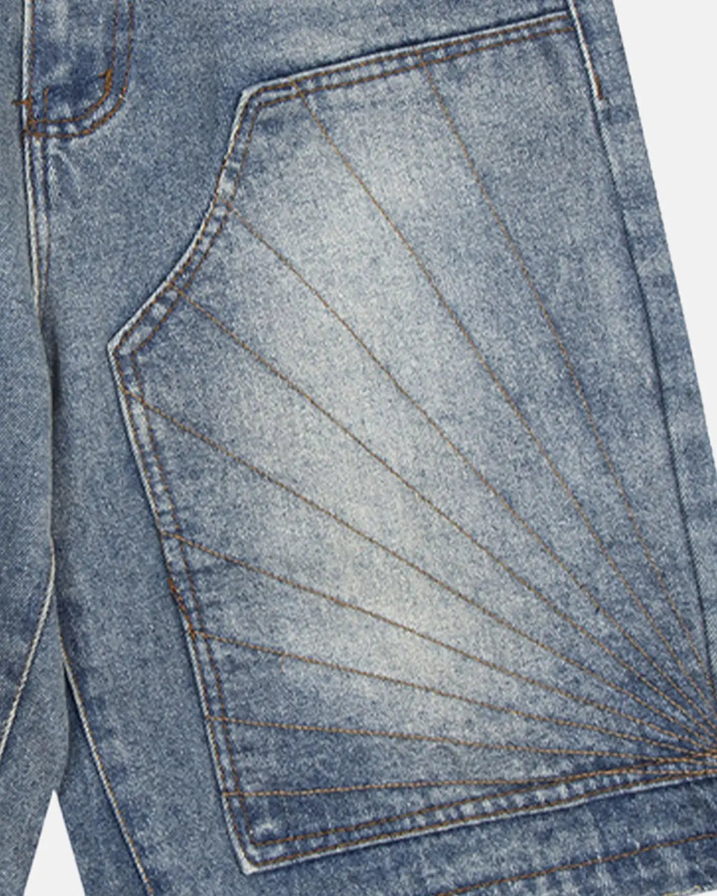 Vintage embroidered washed jorts by Flation Streetwear, denim pants with colorful embroidery and distressed washed finish.