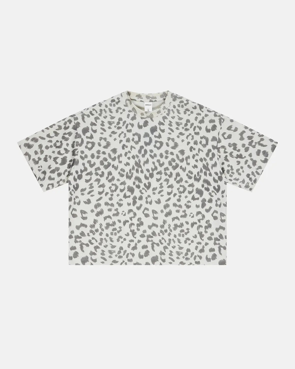 Leopard print boxy T-shirt by INFLATION, featuring a stylish, relaxed fit and bold animal print design.