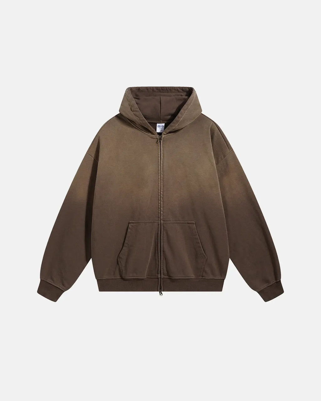 Flation Monkey Wash French Terry zip-up hoodie featuring a front zipper, hood, and casual fit in soft, textured fabric.