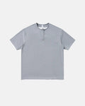 Old Money Layered Henley T-Shirt by INFLATION, casual shirt with layered design and long sleeves, in neutral tones.