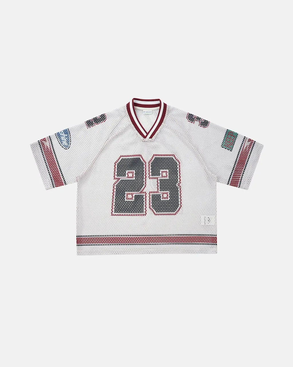 Flation 23 Jersey Mesh Print Tee featuring a lightweight mesh fabric with bold printed design, streetwear style.