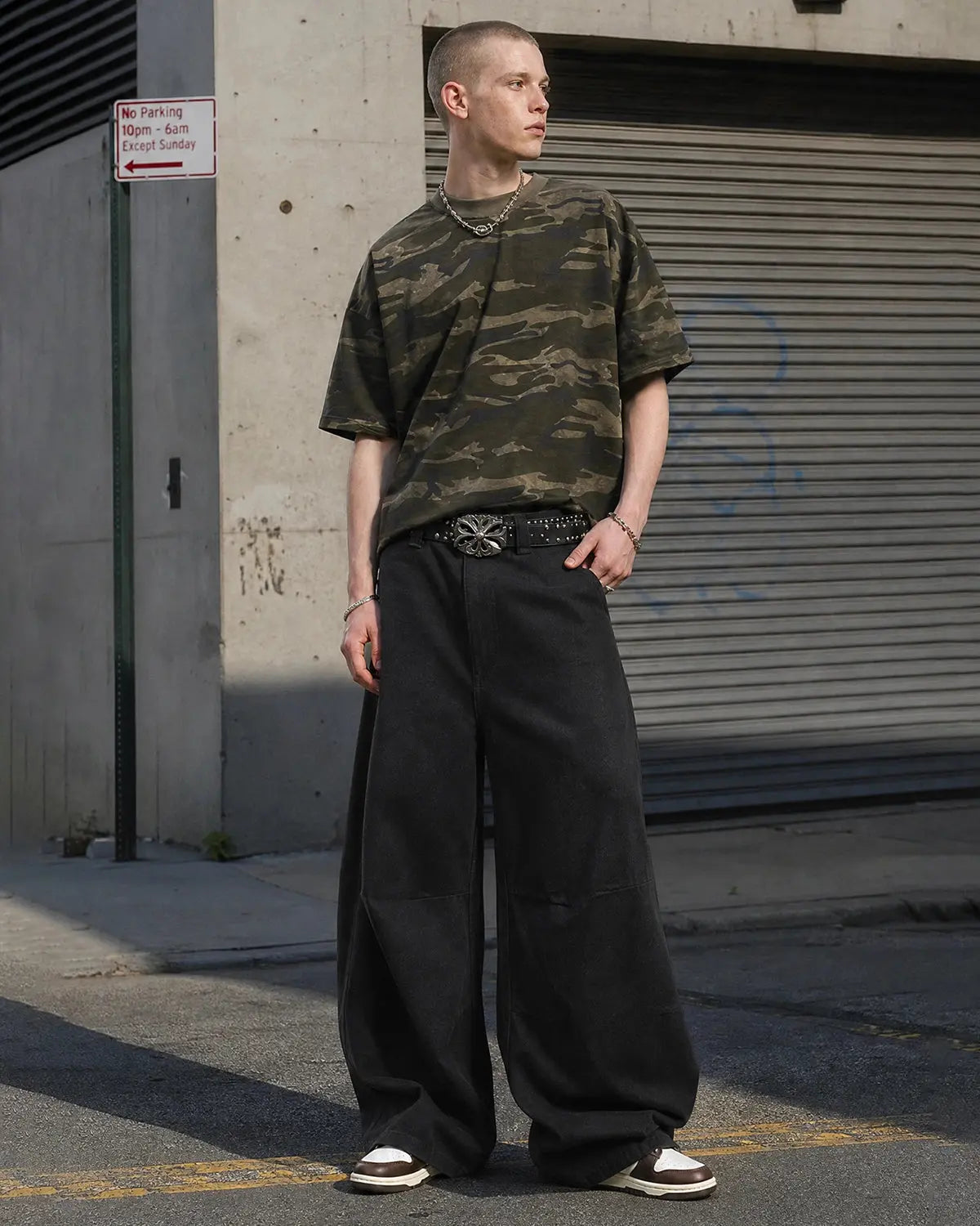 Raw Baggy Barrel Jeans by Flation Streetwear, showing loose-fitting denim with distressed details and a relaxed, baggy silhouette.