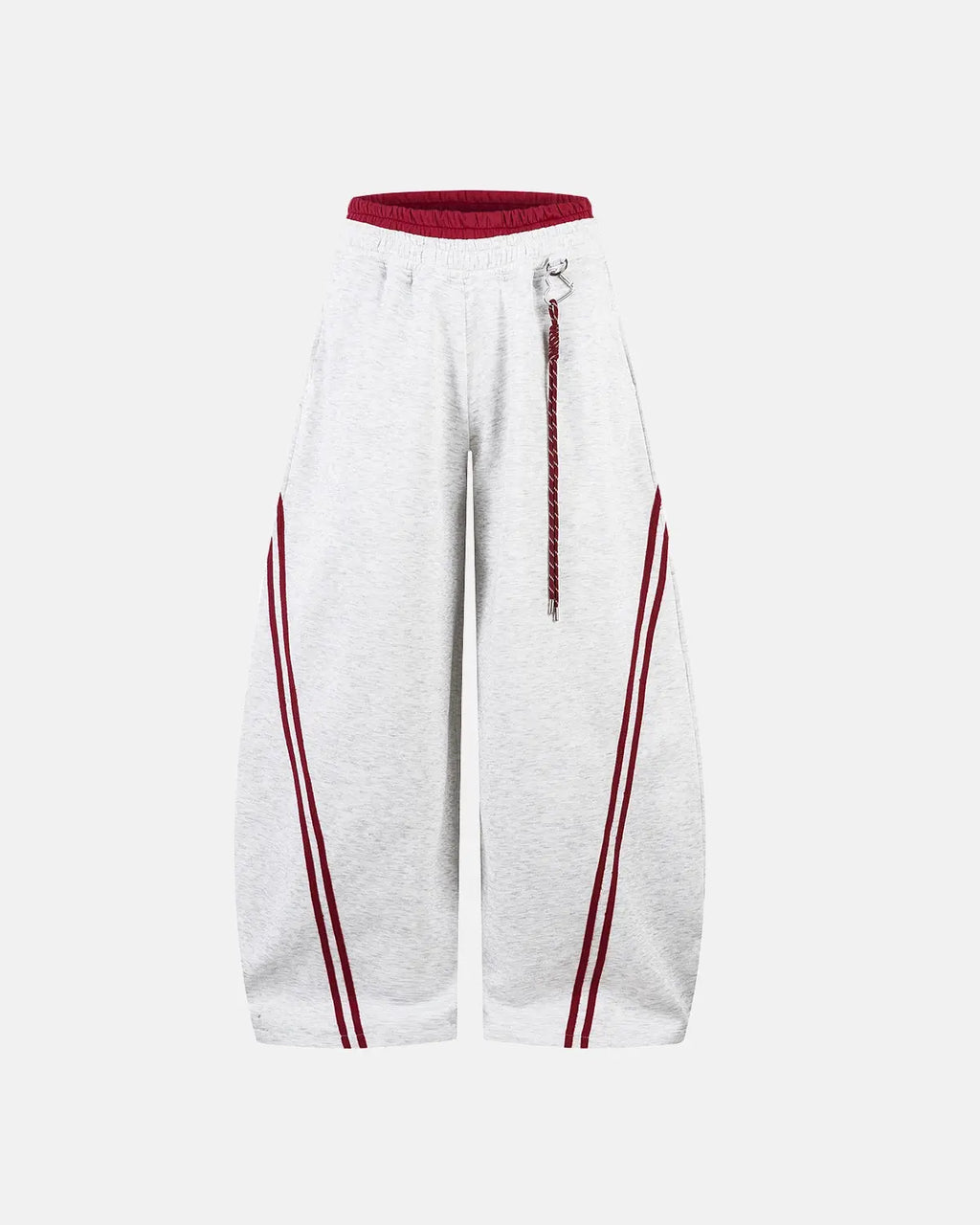 Grey striped baggy sweatpants from Inflation Streetwear with a relaxed fit and casual style, featuring a comfortable, loose design.