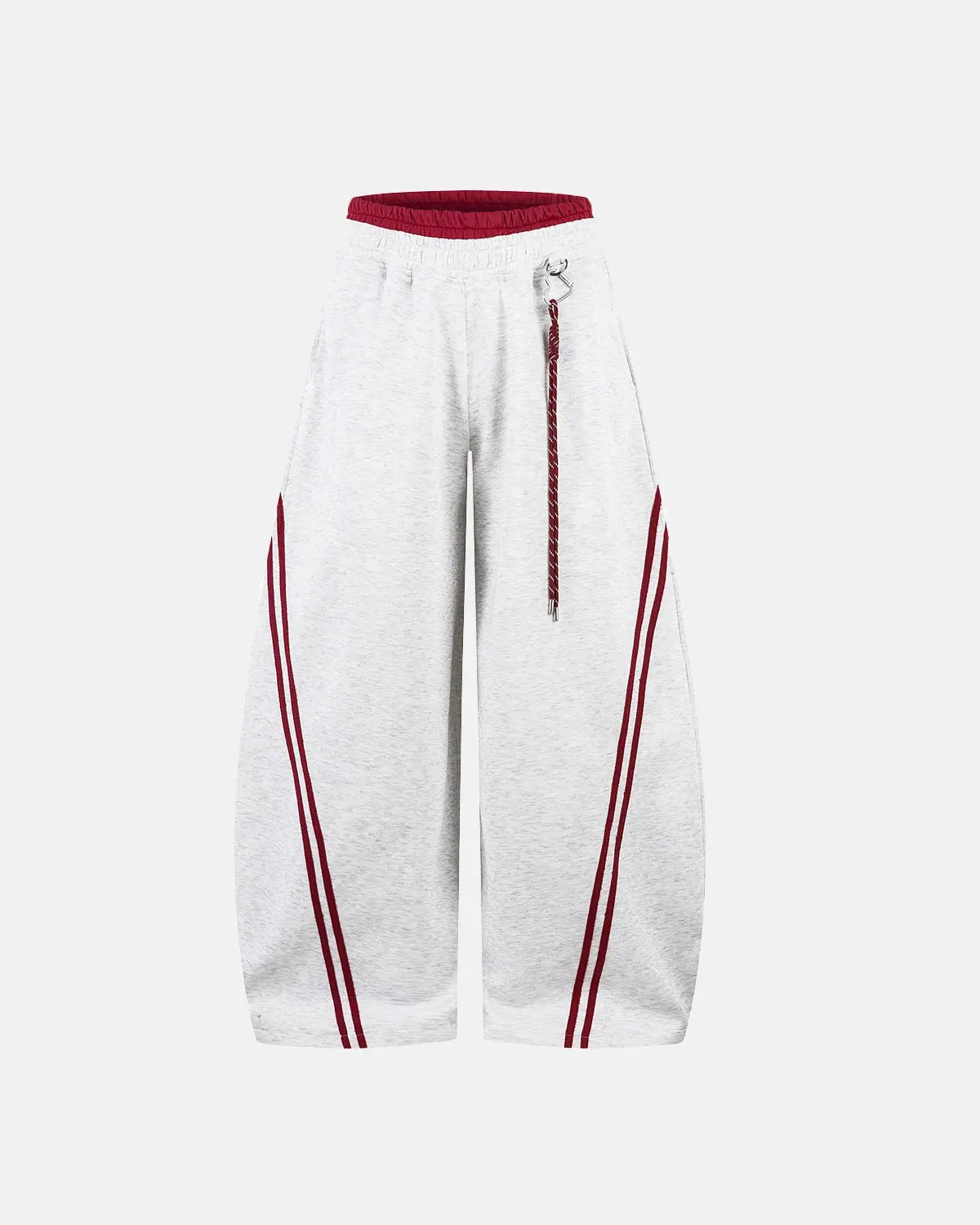 Grey striped baggy sweatpants from Inflation Streetwear with a relaxed fit and casual style, featuring a comfortable, loose design.