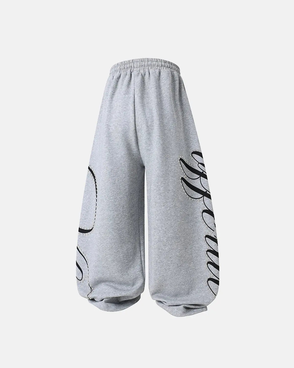 Inflation Streetwear Rhinestone Script Baggy Sweatpants with sparkling rhinestone details and relaxed fit, casual streetwear style.