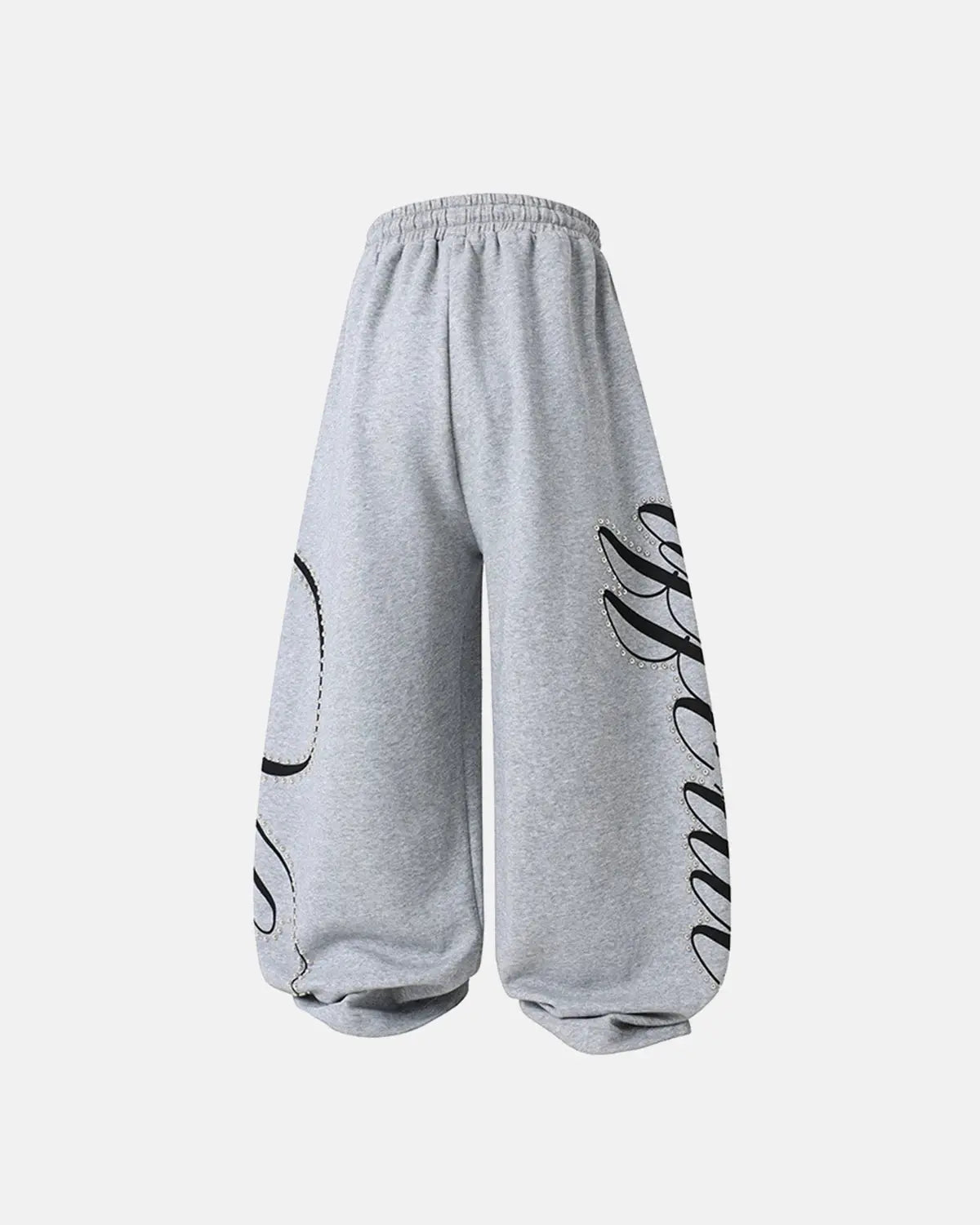 Inflation Streetwear Rhinestone Script Baggy Sweatpants with sparkling rhinestone details and relaxed fit, casual streetwear style.