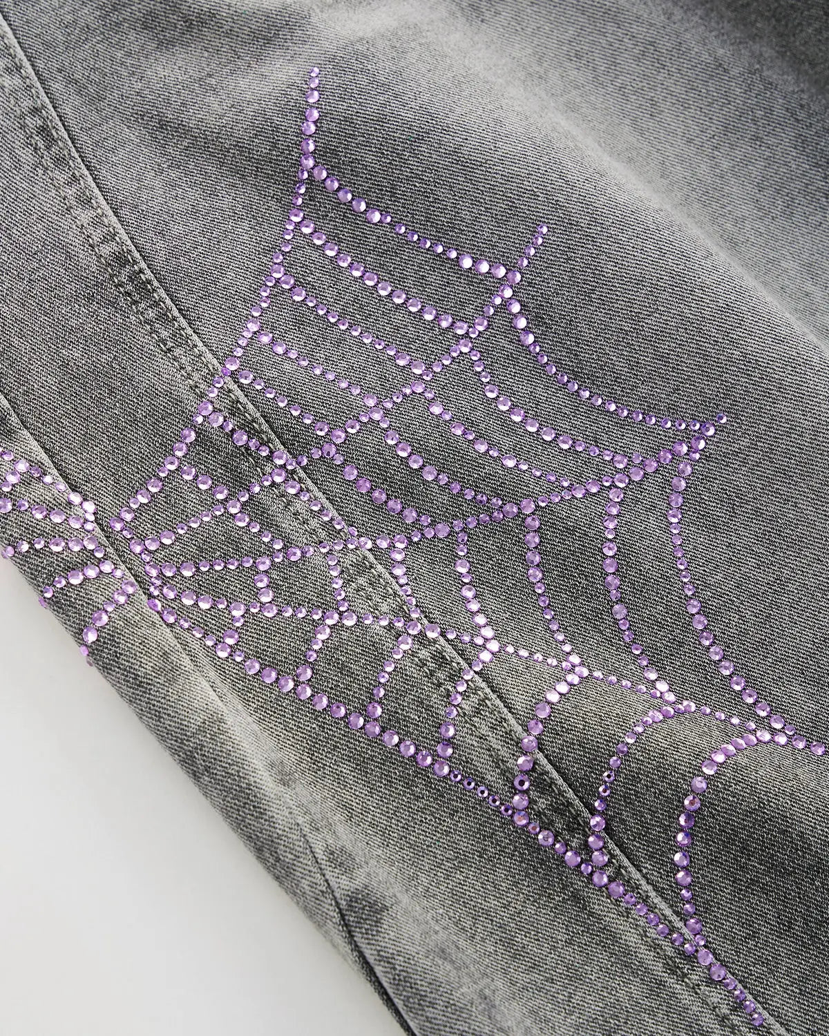 Flation Spider Graphic Rhinestone Barrel Jeans, stylish denim pants with spider and rhinestone details, casual streetwear style.