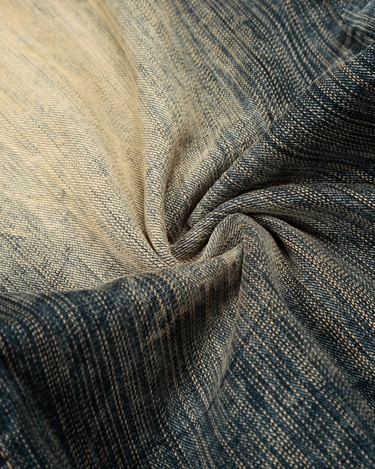 Bamboo weave barrel baggy jeans from INFLATION featuring relaxed fit and streetwear style, shown in natural fabric detail.