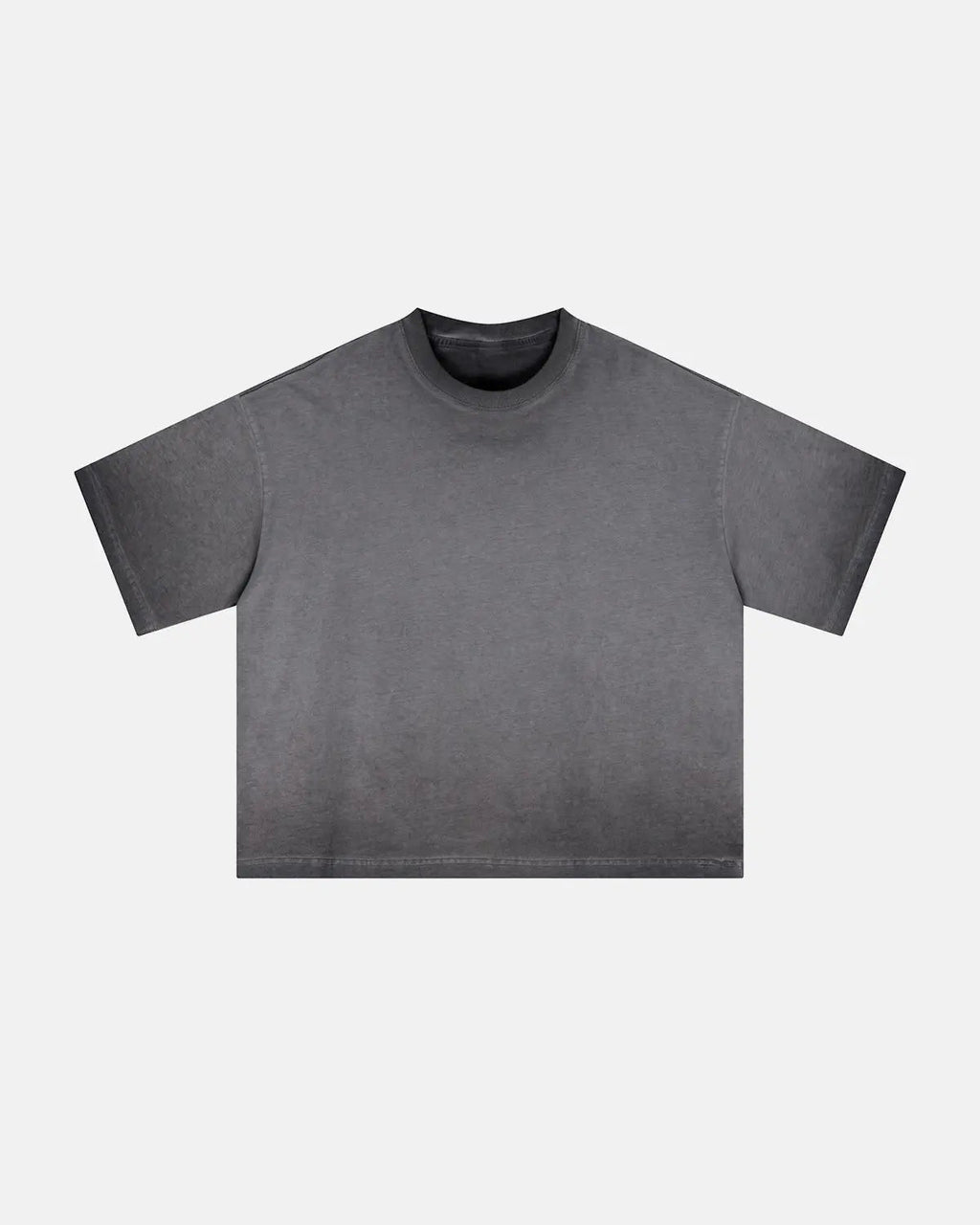 Inflation Streetwear Monkey Washed Dyed Fade Boxy T-Shirt hanging on a display, showcasing unique dyed fabric and relaxed fit.