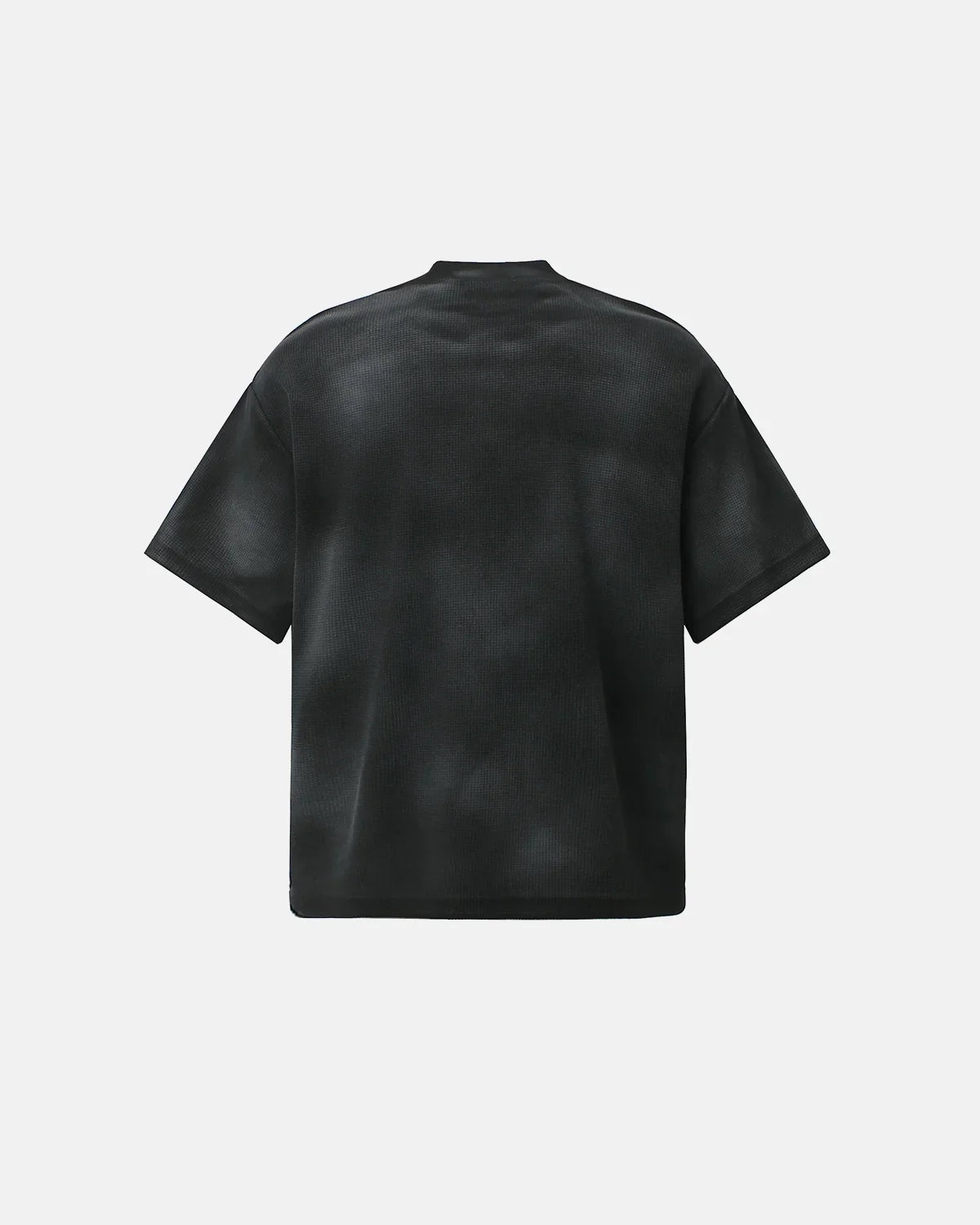 Black cotton T-shirt with gothic letter print from INFLATION streetwear, featuring bold gothic-style lettering on the front.