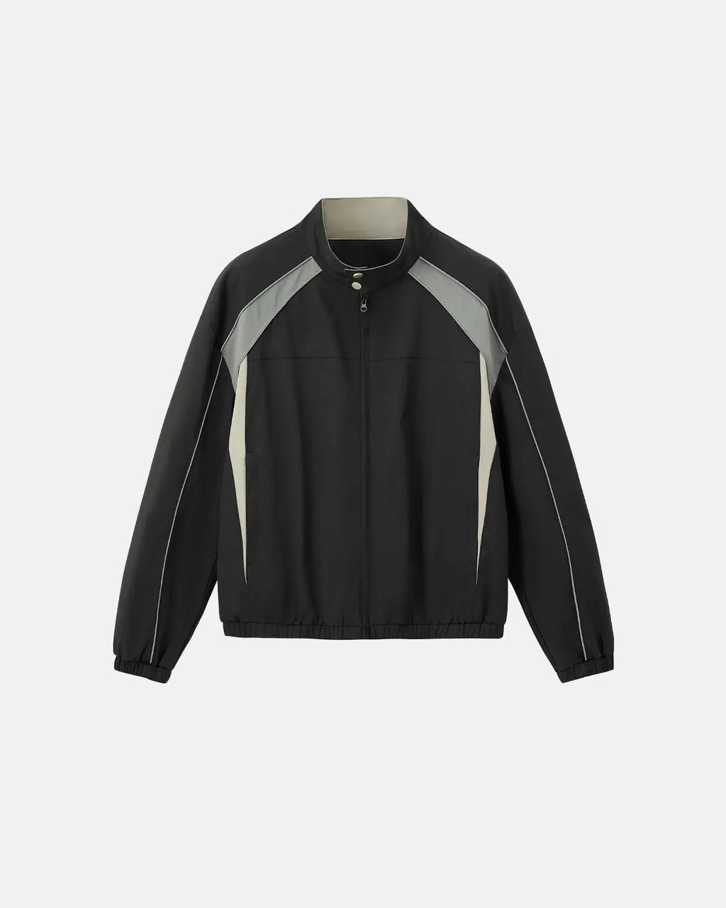 Reflective Flation windbreaker track jacket with streetwear style, featuring a sleek design and reflective detailing.