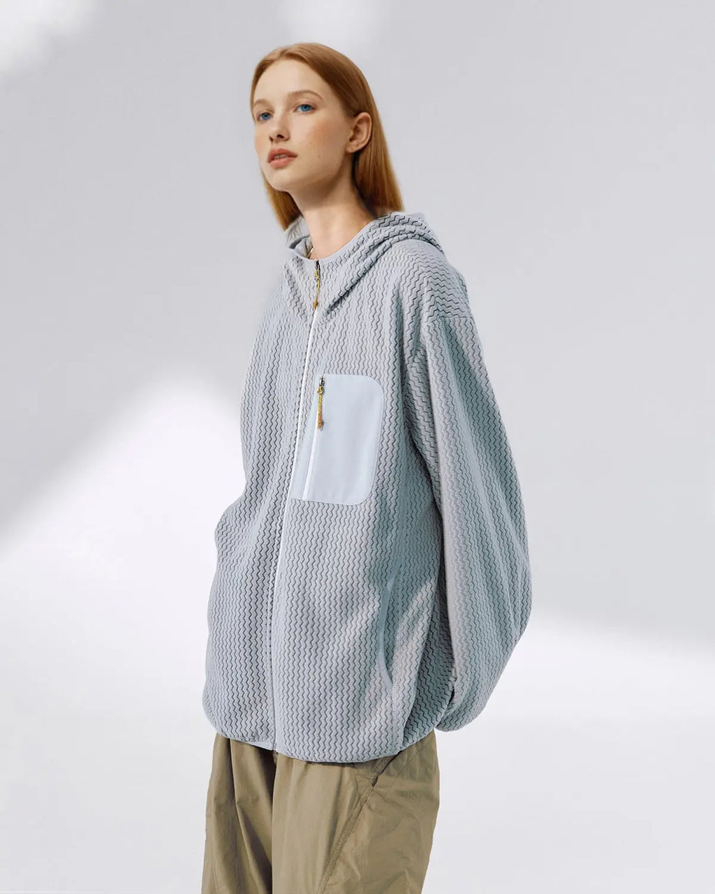 Lightweight Wave Fleece Zip Up Jacket by INFLATION, in soft fleece material with a zip front and stylish streetwear design.