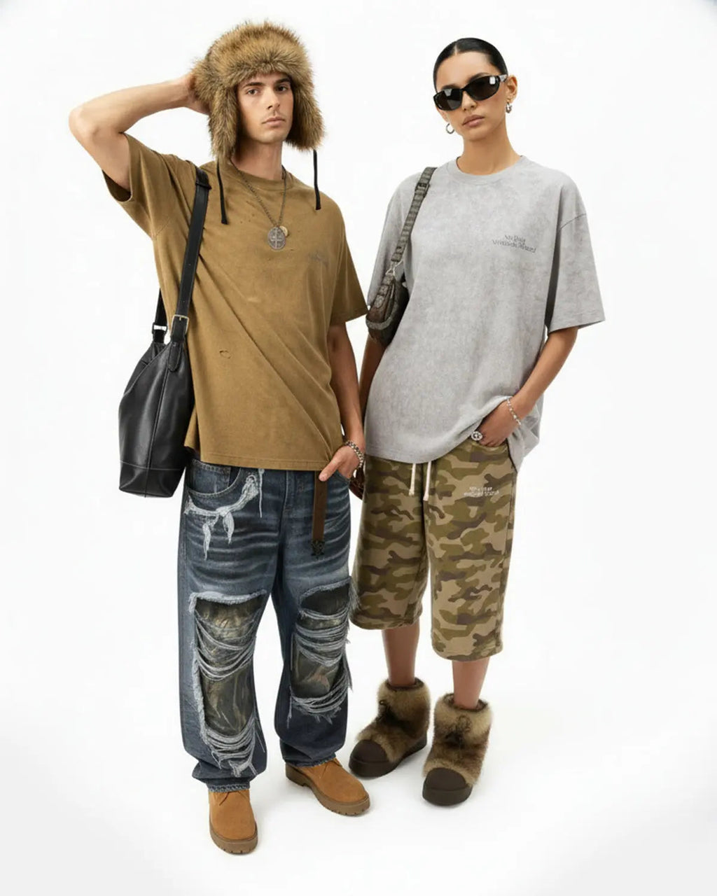 Inflation Streetwear distressed tie-dye reflective print T-shirt featuring bold patterns and casual fit on a model.