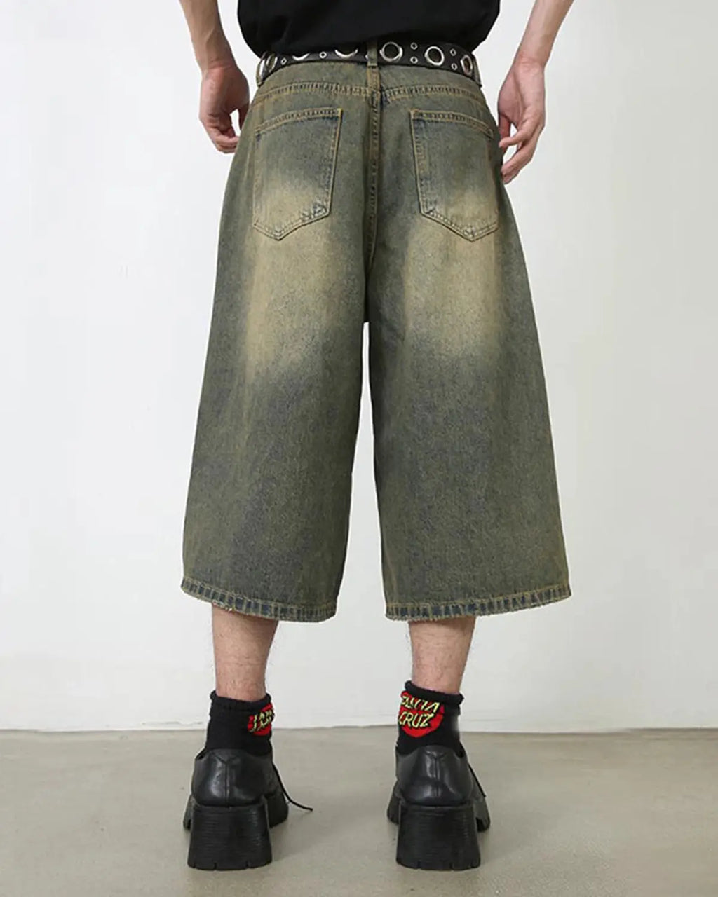 Baggy Jumbo Jorts by Flation Streetwear, showcasing oversized denim jorts with a relaxed fit and distressed details.