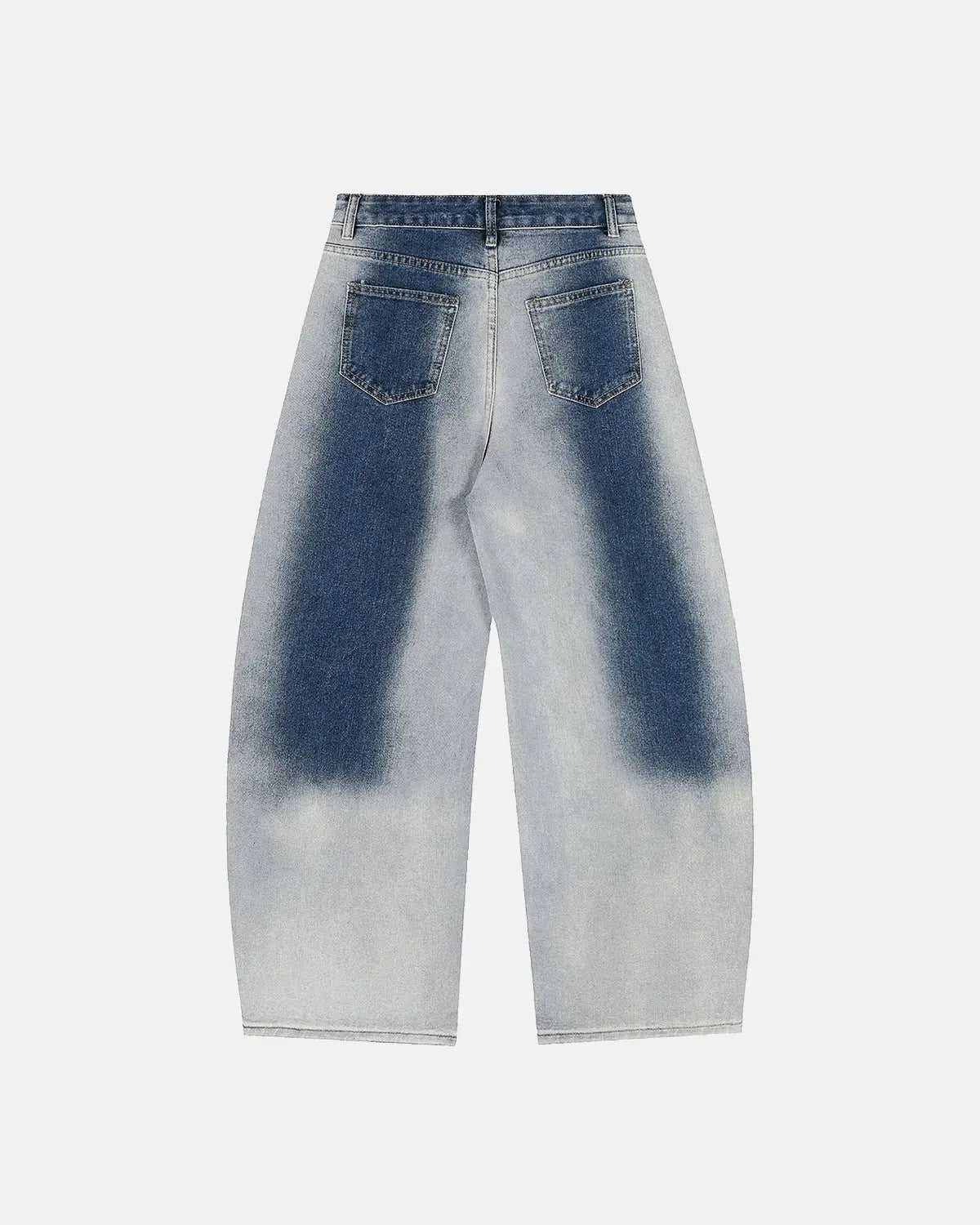 Flation Monkey Wash Baggy Barrel Jeans featuring distressed denim, relaxed fit, and streetwear style with a unique washed finish.