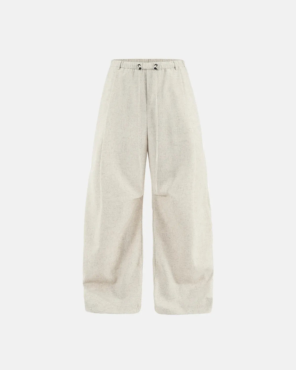 Light beige cotton linen wide-leg pants by INFLATION Streetwear, featuring a relaxed fit and stylish wide-leg silhouette.