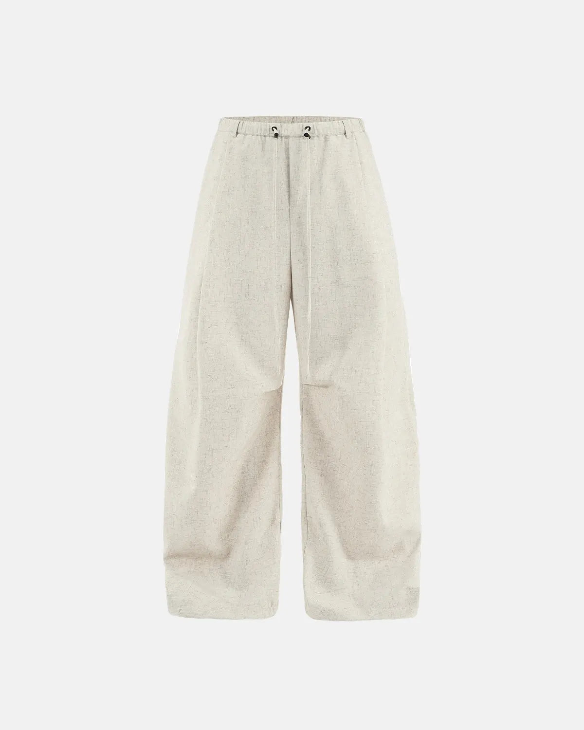 Light beige cotton linen wide-leg pants by INFLATION Streetwear, featuring a relaxed fit and stylish wide-leg silhouette.