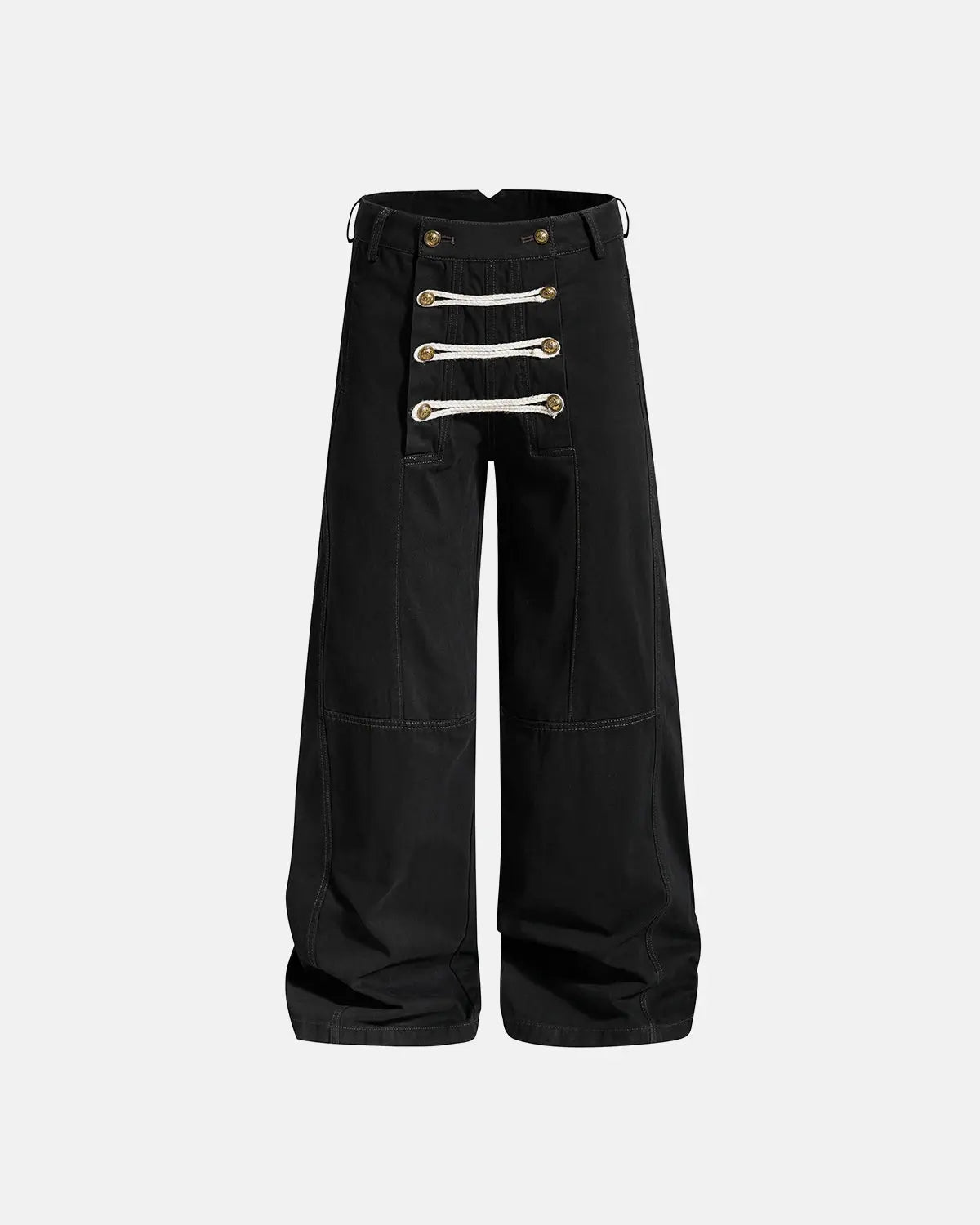 Inflation braided rope barrel pants featuring chunky rope details and streetwear style, displayed on a model.