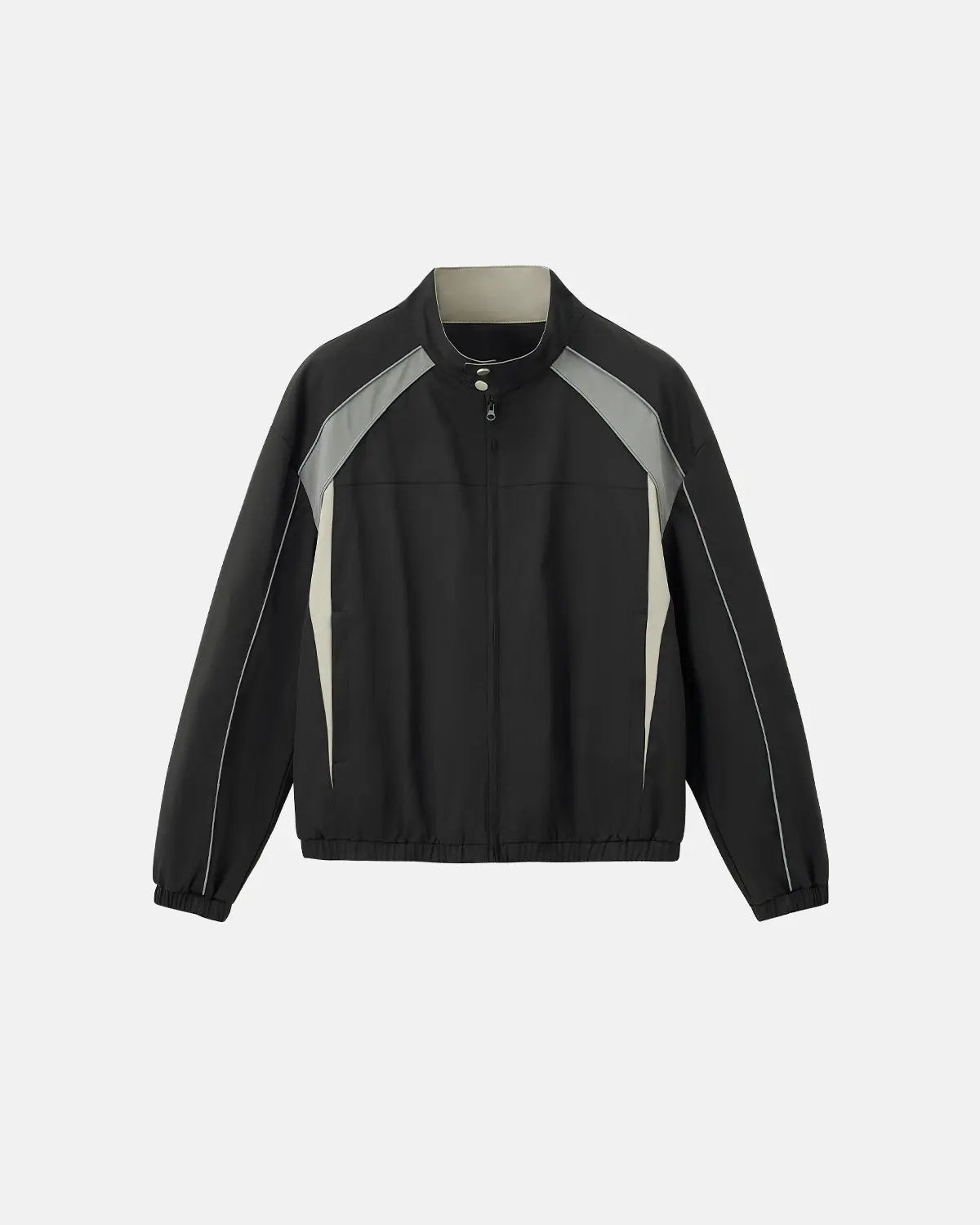 Reflective Flation streetwear windbreaker track jacket with high-visibility reflective accents and a sleek, sporty design.