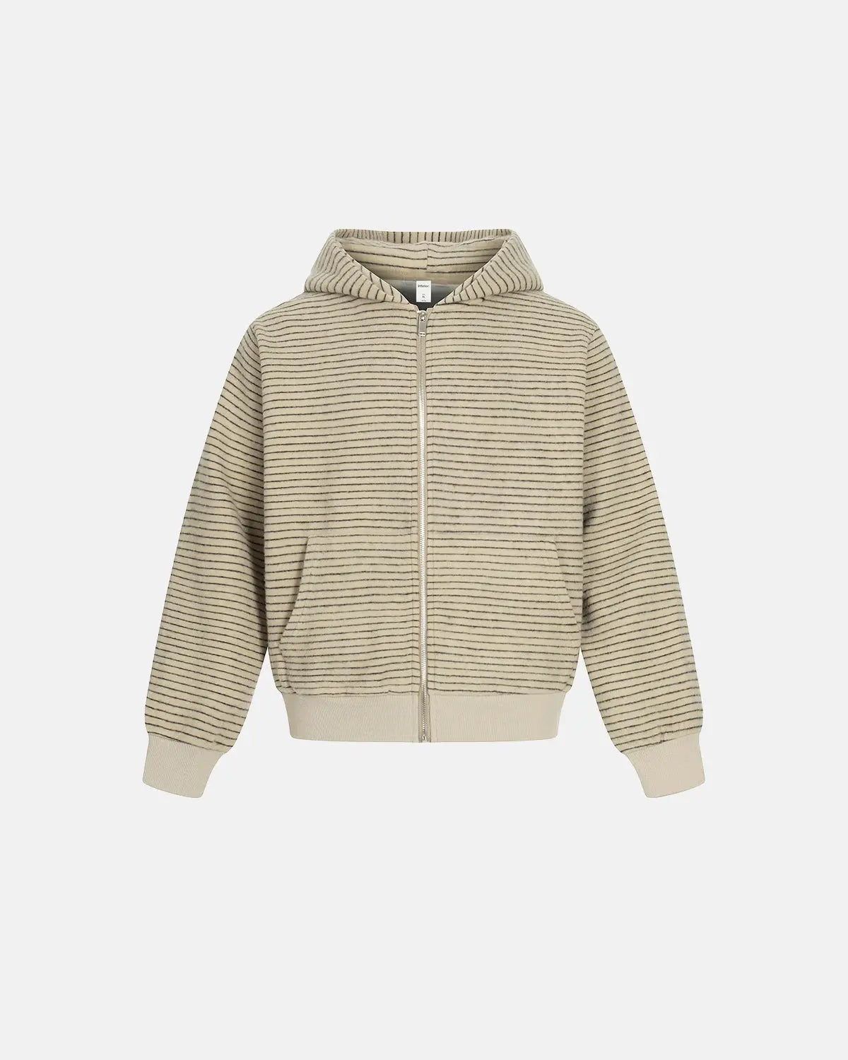 Inflation Streetwear retro striped zip-up hoodie featuring bold color stripes and a front zipper, casual streetwear style.