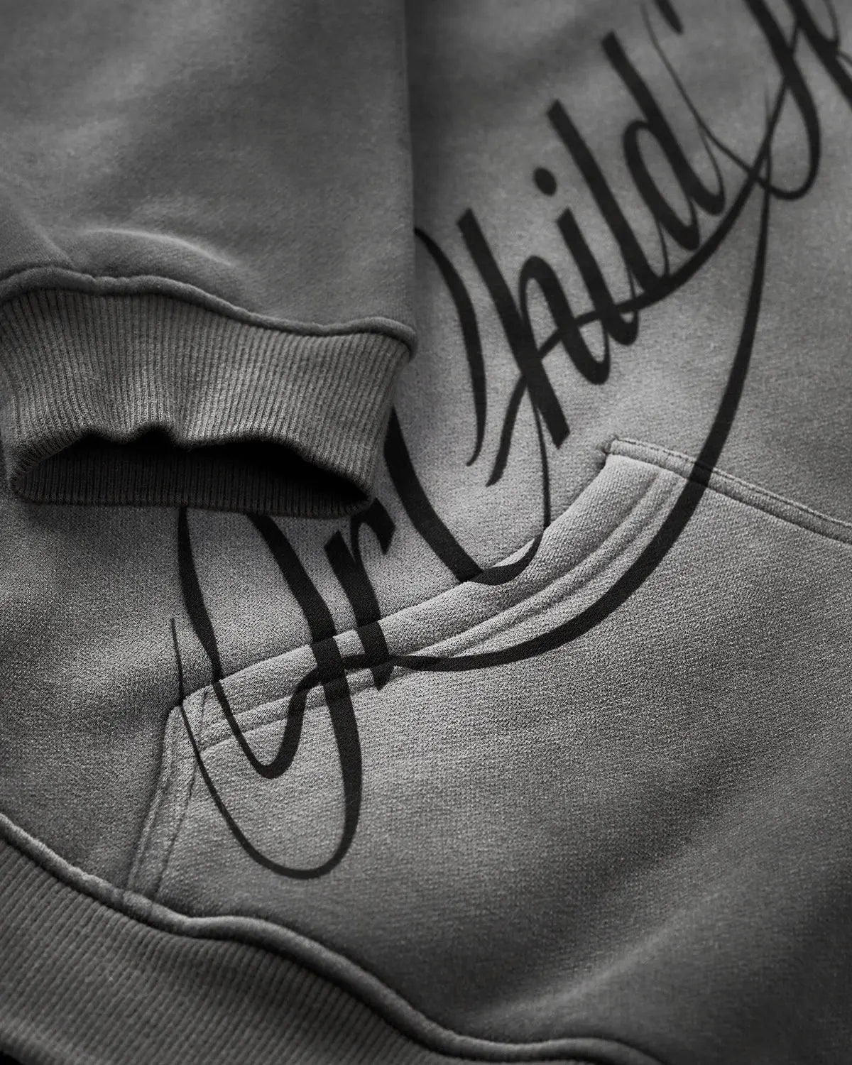Acid wash zip-up hoodie by Flation Streetwear featuring a relaxed fit and front zipper, casual streetwear style.