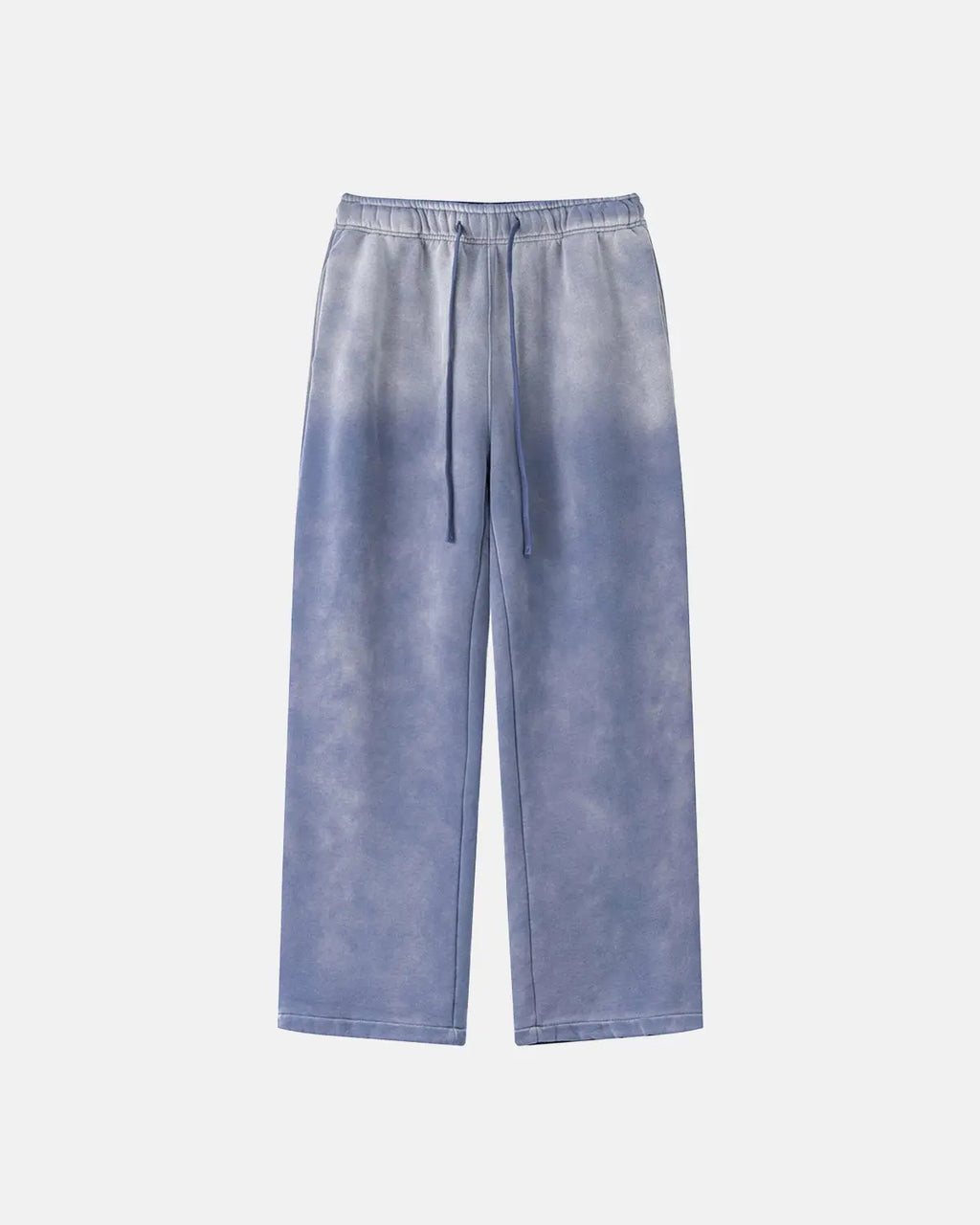 Flation straight-leg acid wash sweatpants made of soft cotton fabric, featuring a relaxed fit and casual streetwear style.