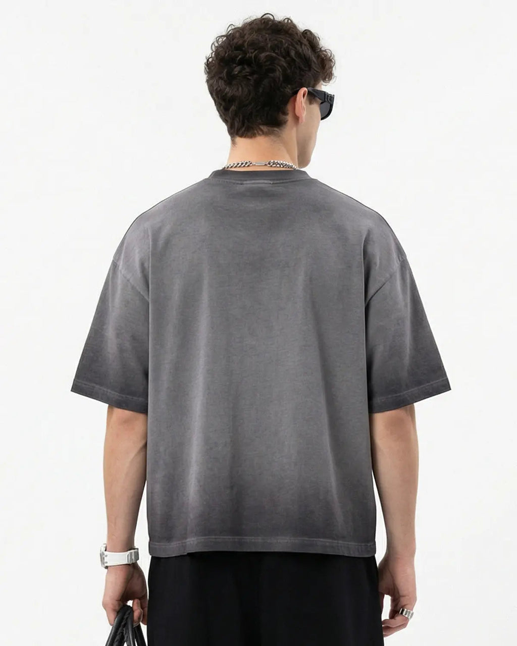 Inflation Streetwear Monkey Washed Dyed Fade Boxy T-Shirt displayed on a model showing front view with vibrant washed-out colors.