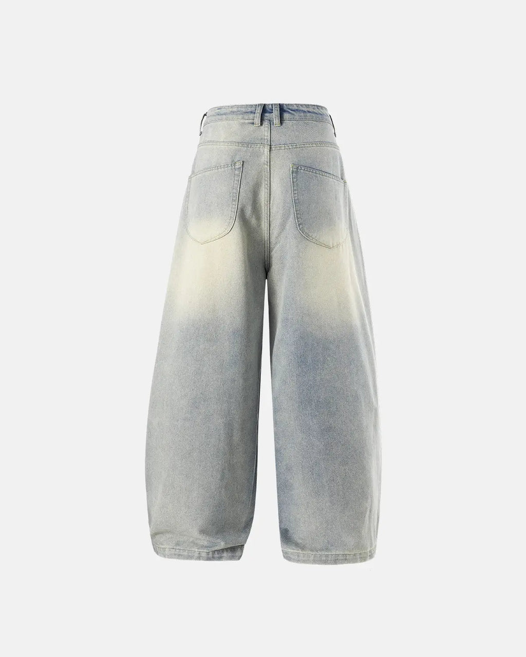 Acid washed super baggy jeans by Flation Streetwear, featuring a relaxed fit and distressed detailing on lightweight denim pants.