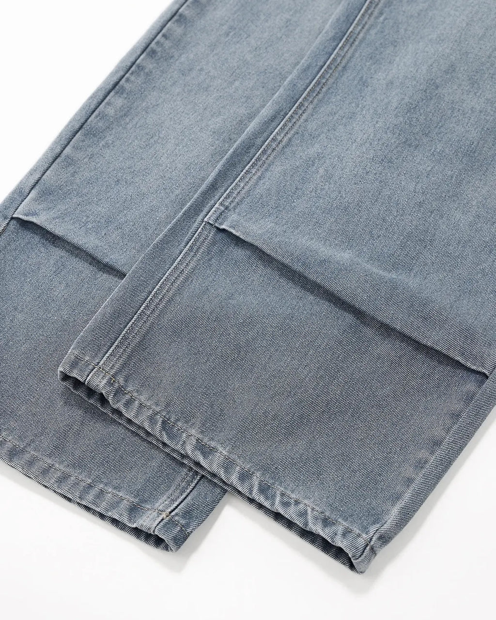 Acid wash detachable bandana baggy jeans by Flation featuring a relaxed fit, streetwear style, and bold denim design.