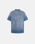 Retro graphic faded washed T-shirt by INFLATION featuring vintage-inspired streetwear style and distressed design.
