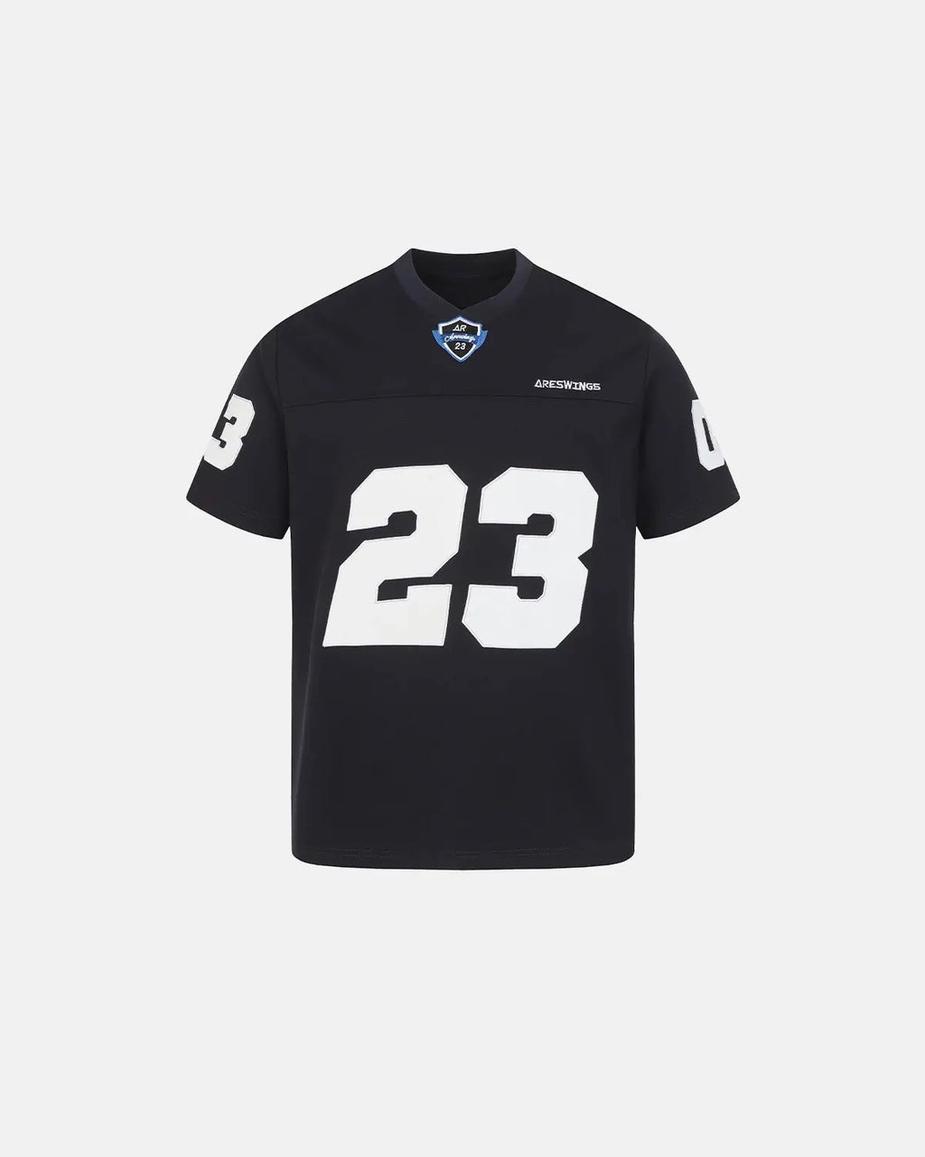 Inflation Streetwear varsity number applique T-shirt featuring bold numbers and casual fit, perfect for streetwear style.