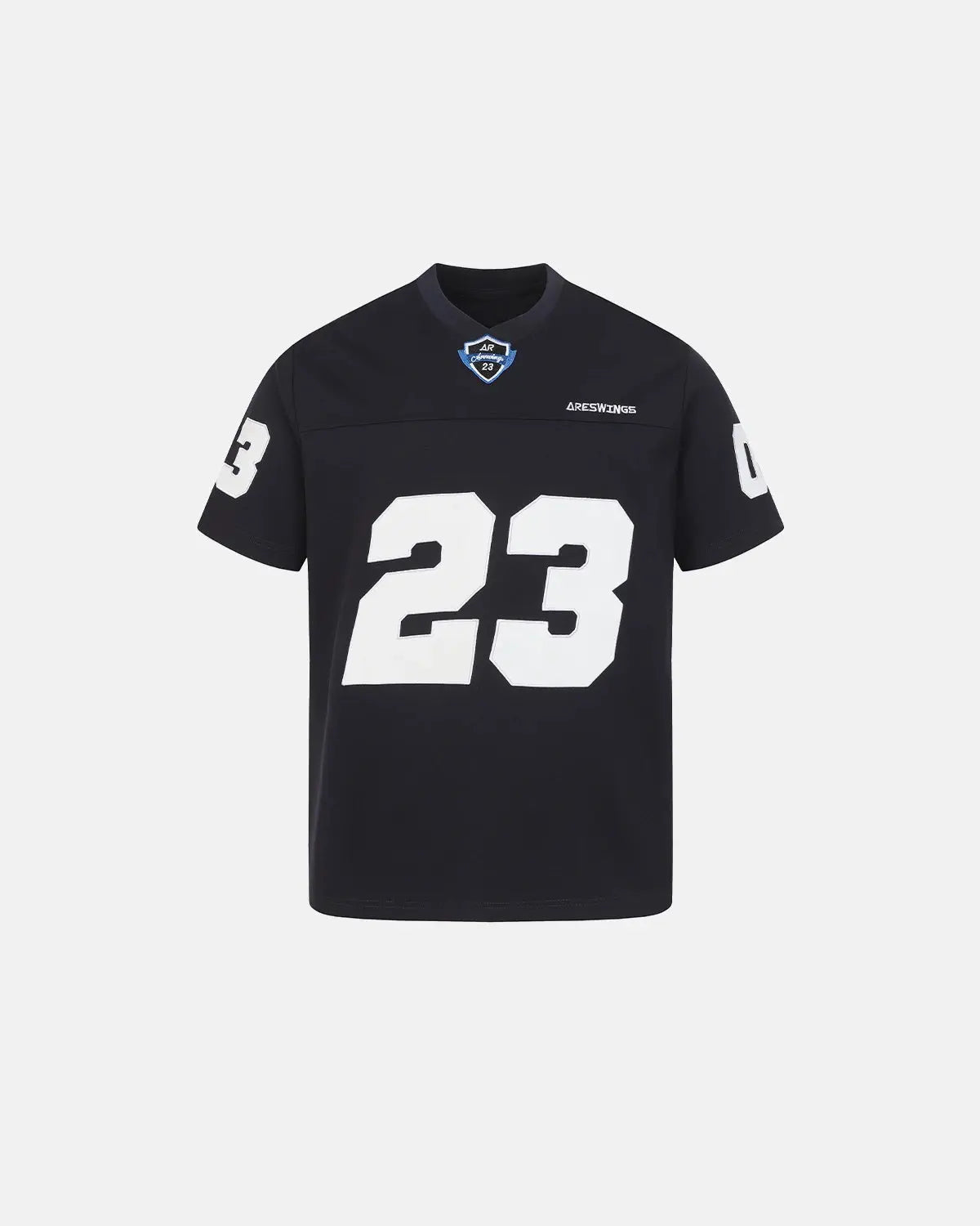Inflation Streetwear varsity number applique T-shirt featuring bold numbers and casual fit, perfect for streetwear style.