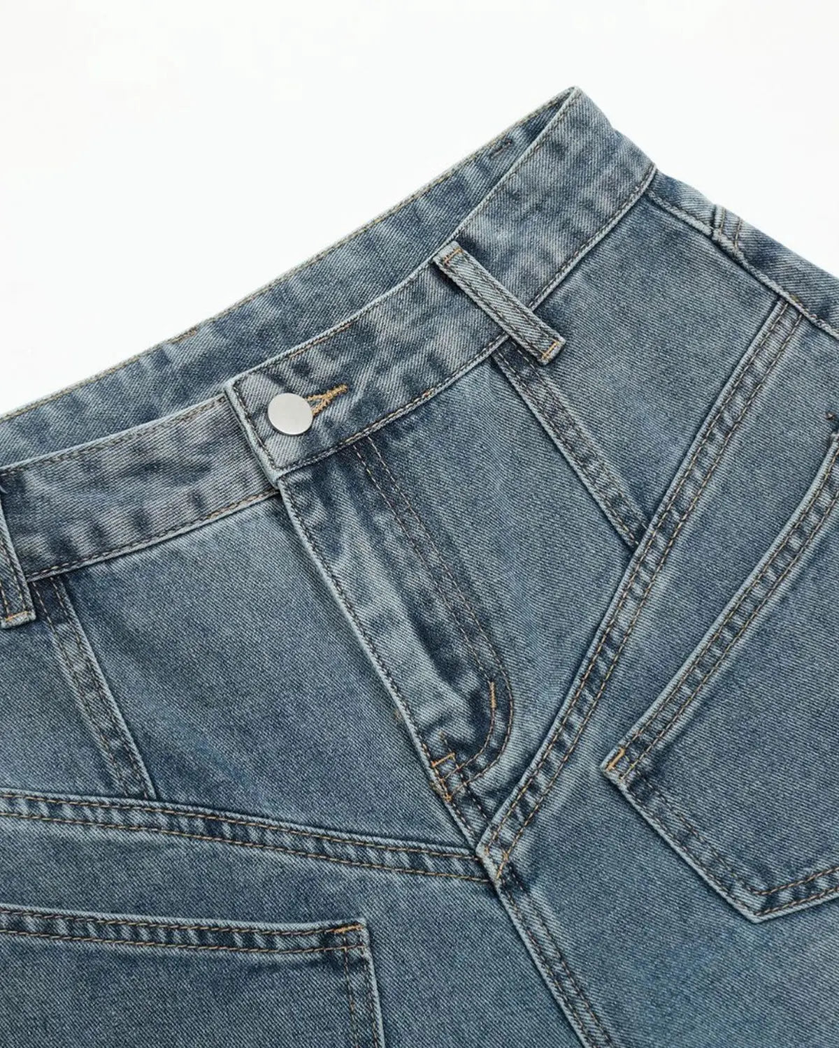 Flation streetwear multi-pocket baggy barrel jeans with relaxed fit and multiple utility pockets, casual urban style.