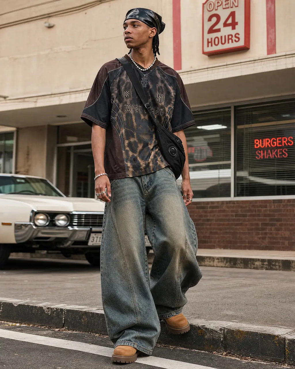 Flation Super Barrel Baggy Jeans, loose-fit streetwear pants with a relaxed style, shown in a neutral color.