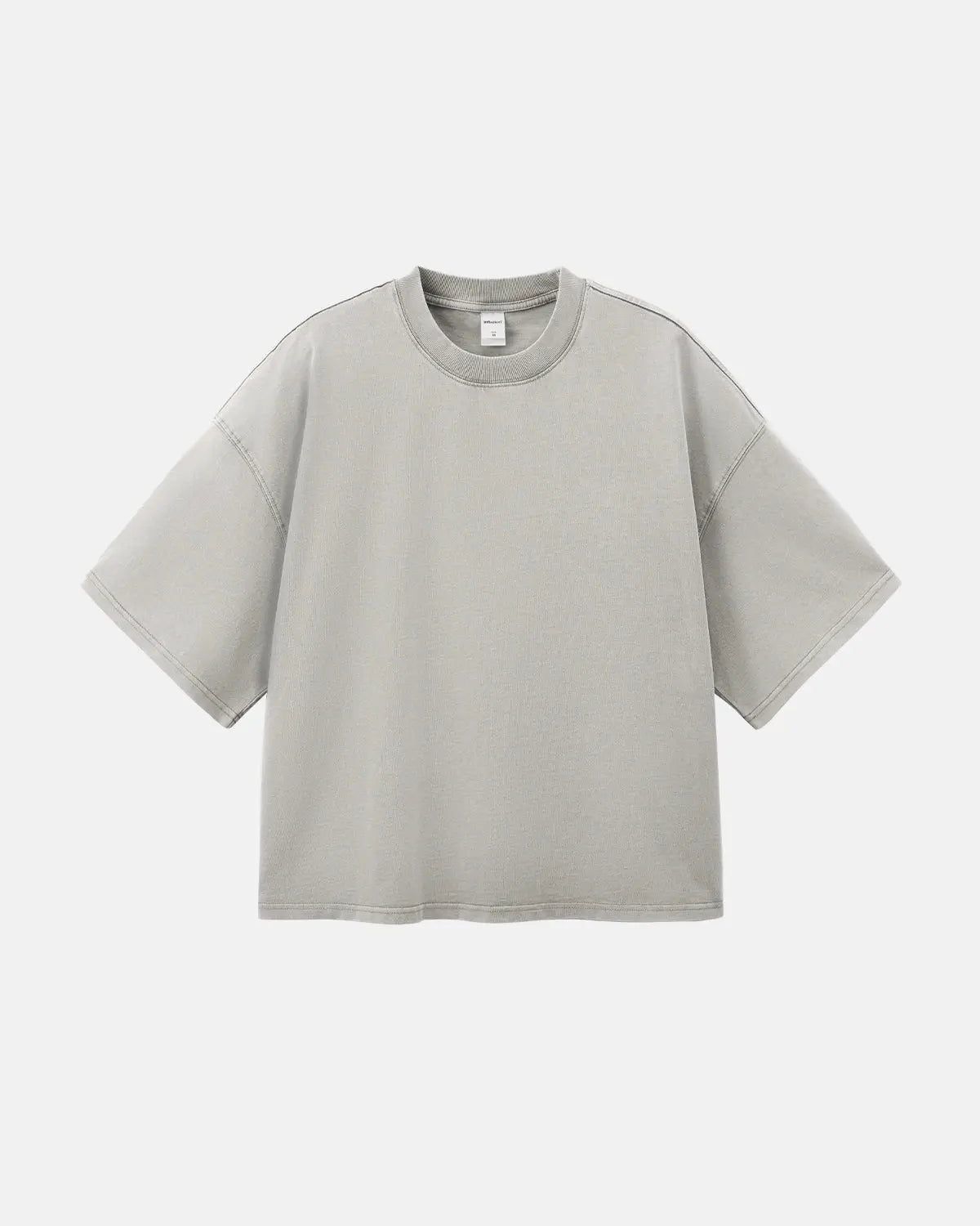 Distressed boxy washed T-shirt by Flation Streetwear, featuring a relaxed fit and vintage-inspired faded look.